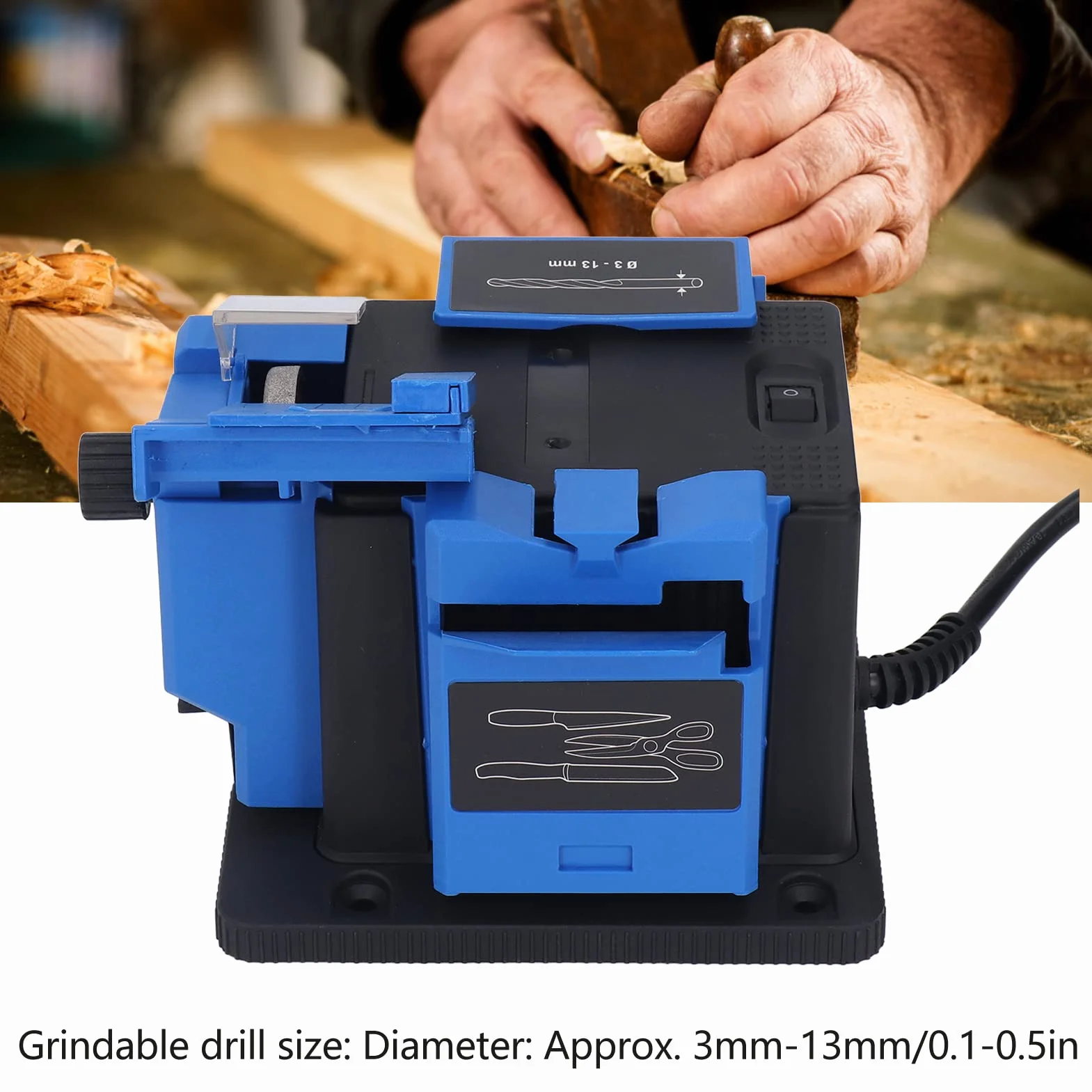 Affilatrice per Punte Trapano, Affilatrice multi-attività 65W Macchina per Affilare Taglierine Elettriche Ad Alta Resistenza 15 a 50 per Molatura, Utensili Rotanti