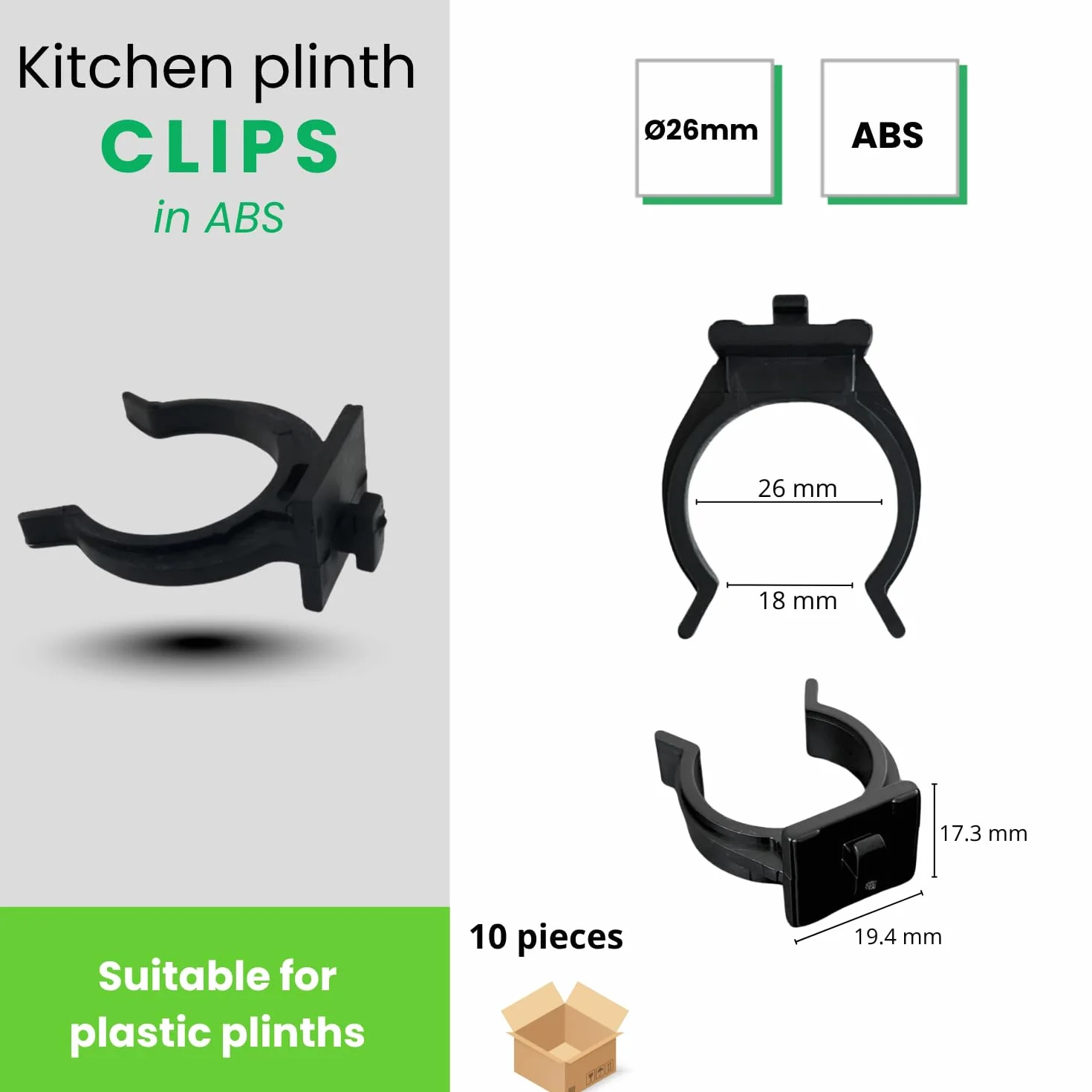 Evotrade 10 Ganci in ABS per Zoccolo da Cucina, Clip Universali Montaggio Rapido a Molla