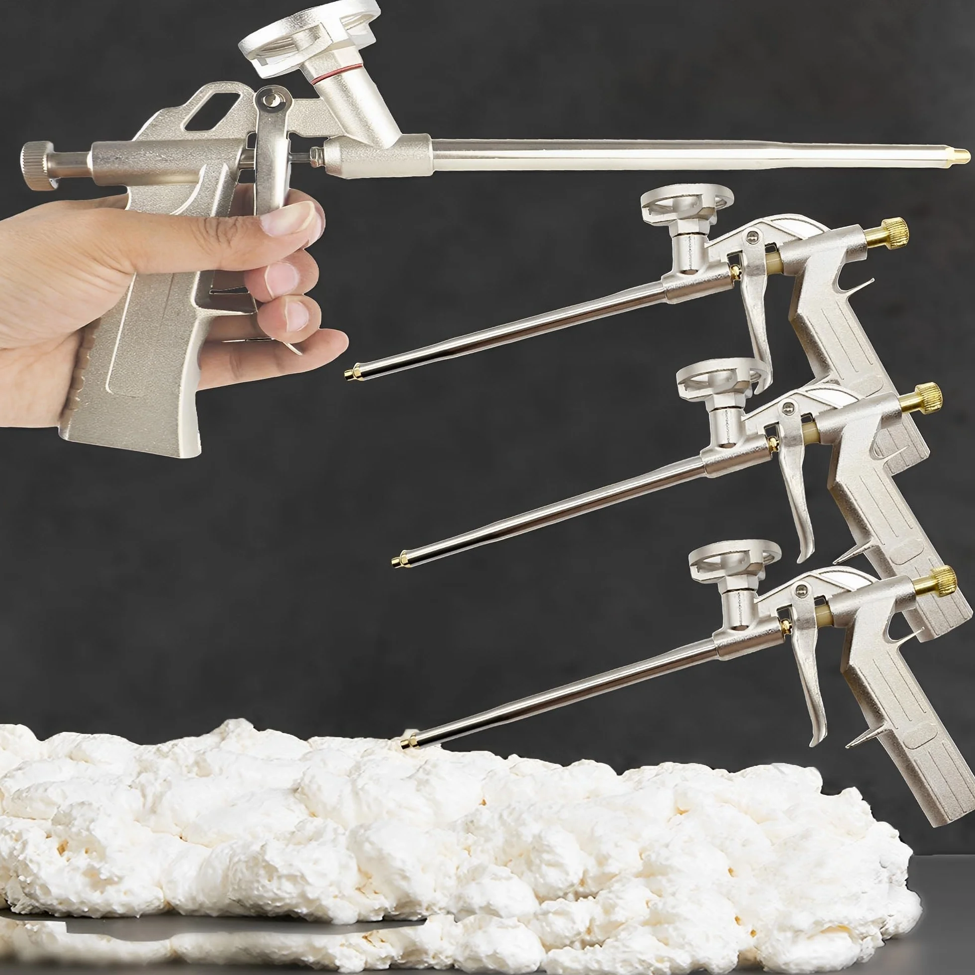 CINY Pistola per Schiuma Poliuretanica, Metallo Pistola Per Schiuma Espansa Ad Espansione In Pu Resistente Per Mastice Da Costruzione Calafataggio, Riempimento, Sigillatura(4 pz oro)