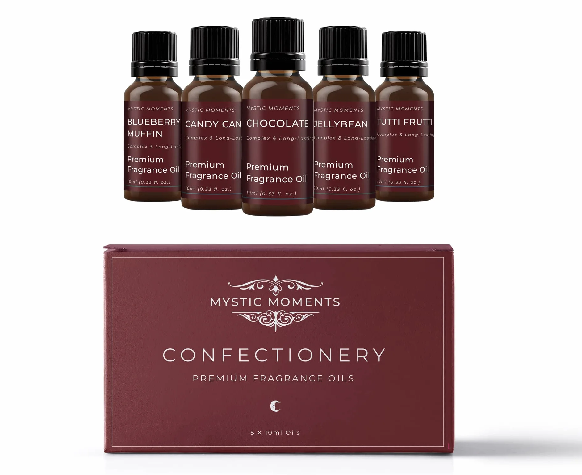 Mystic Moments | Kit Regalo Iniziale di Oli Profumati Confetteria 5x10ml | 5 Oli Profumati Dolci Ispirati alle Caramelle | Divertente Fragranza per la Casa
