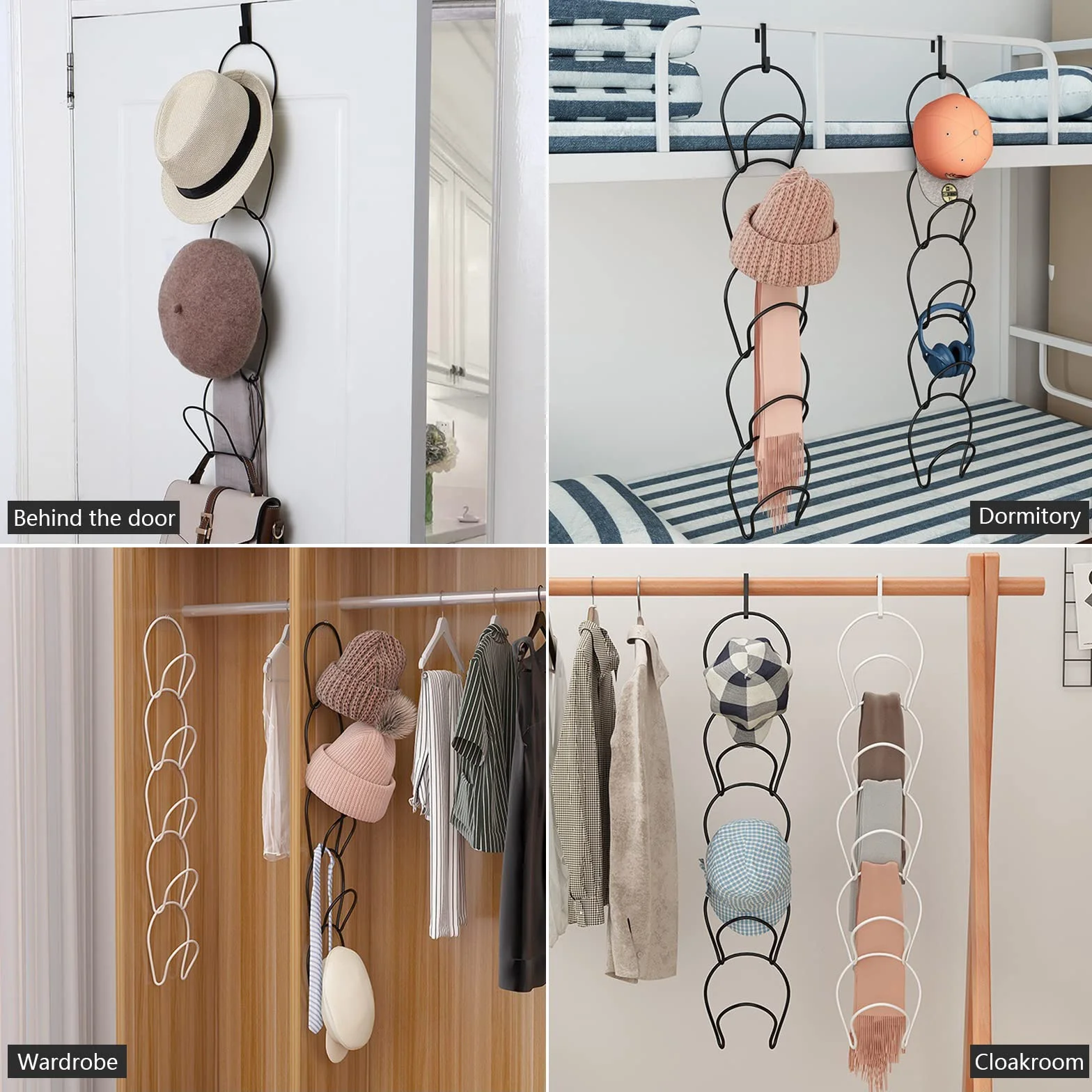 Porta Cappelli 12 Pezzi Espositore Organizer Sciarpe Asciugamani Cinture Borse
