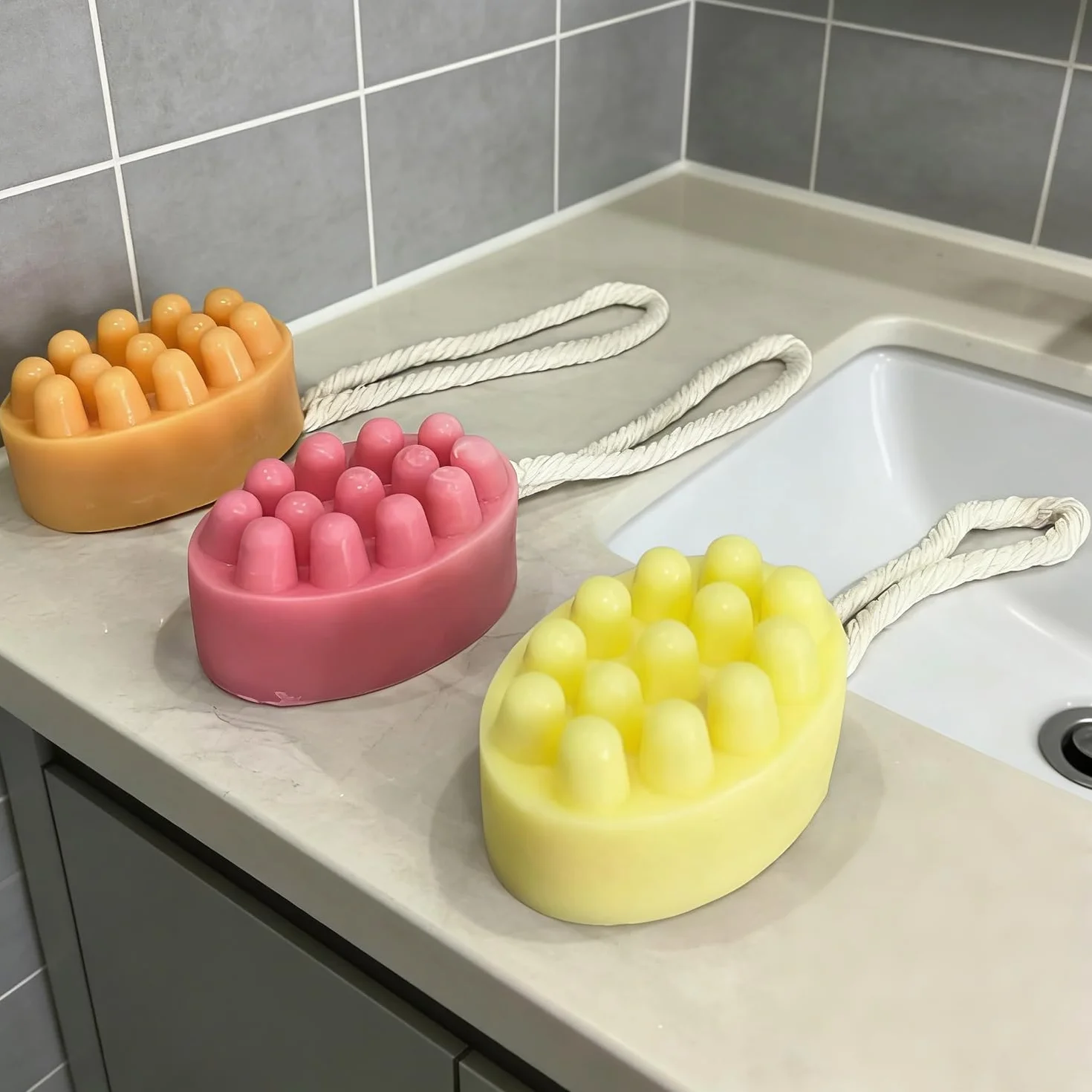 Stampo per sapone da massaggio, 6 cavità, in silicone, per la produzione di sapone, per pane, cioccolato, cubetti di ghiaccio