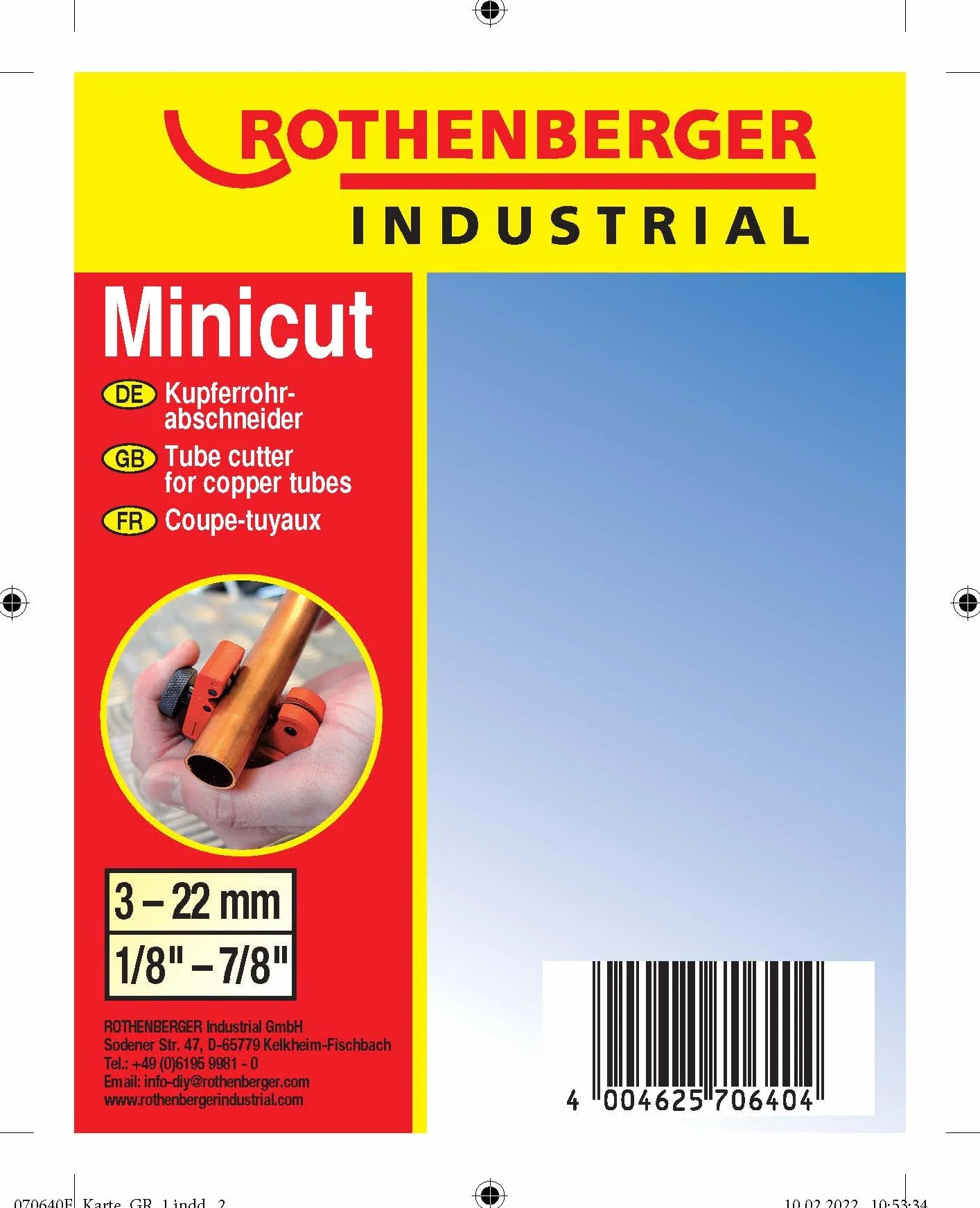 Rothenberger 070640E Minicut II Tagliatubi, Rosso