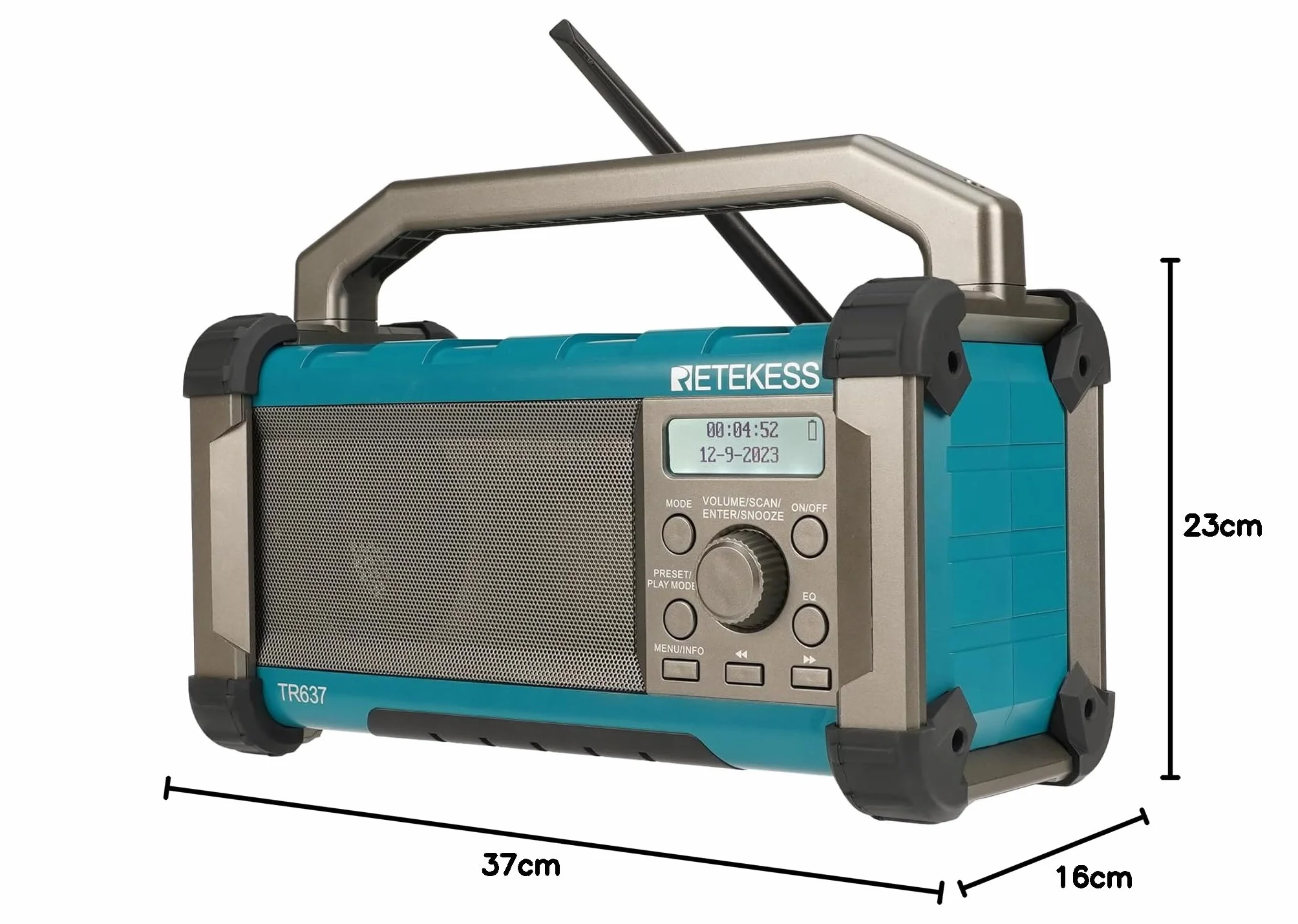 Retekess TR637 Radio da Cantiere,Radio FM AM Portatile con Wireless,con Batteria Ricaricabile da 5000mAh,Impermeabile,USB,Manico Portatile,Lavoro