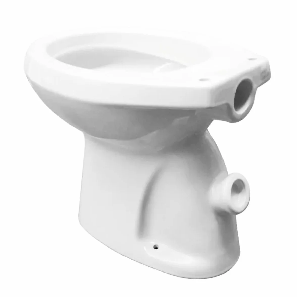Vaso WC a Terra in Ceramica Bianca Lucida con Doppio Foro di Scarico e Brida di Risciacquo