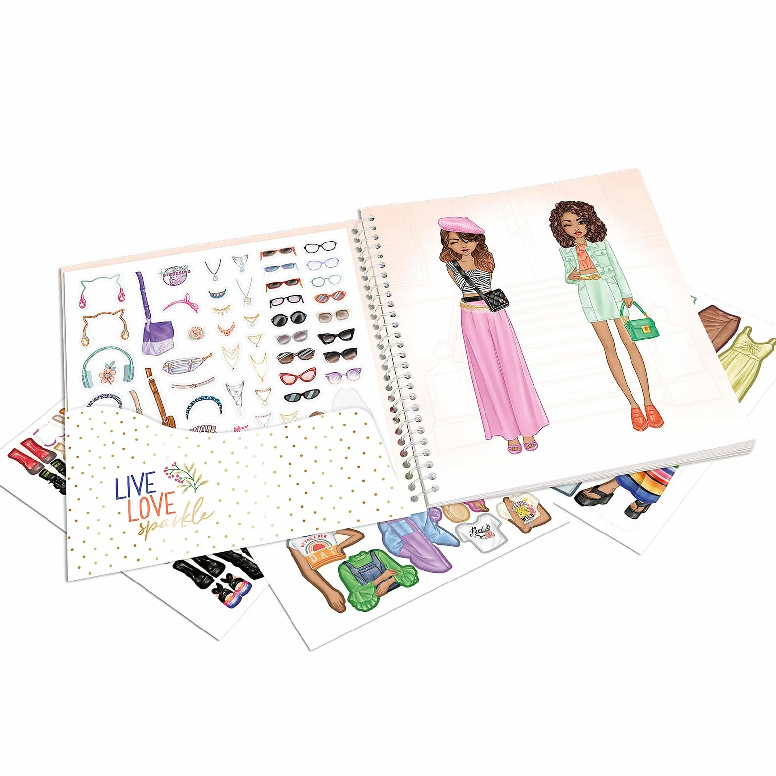 Depesche 13804 TOPModel Dress Me Up - Libro di Adesivi con 24 Pagine di Motivi prestampati per Modelli da disegnare da Soli, Inclusi 11 Fogli di Adesivi