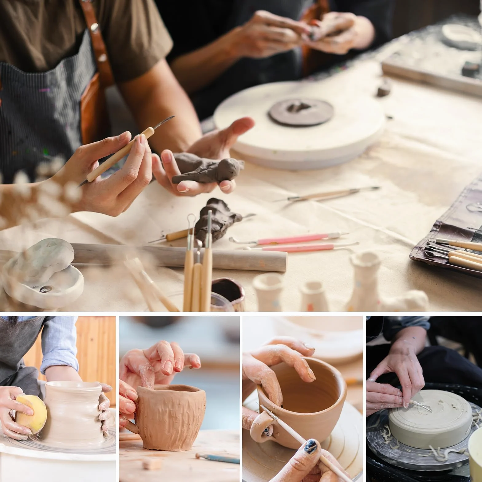 Attrezzi Scultura Argilla,66 Pezzi Attrezzi Ceramica,Sculpting Tool con Sacchetto di Stoccaggio,Utensili Ceramiche Professionale per Scultura in Argilla e Cake Torta Design ecc