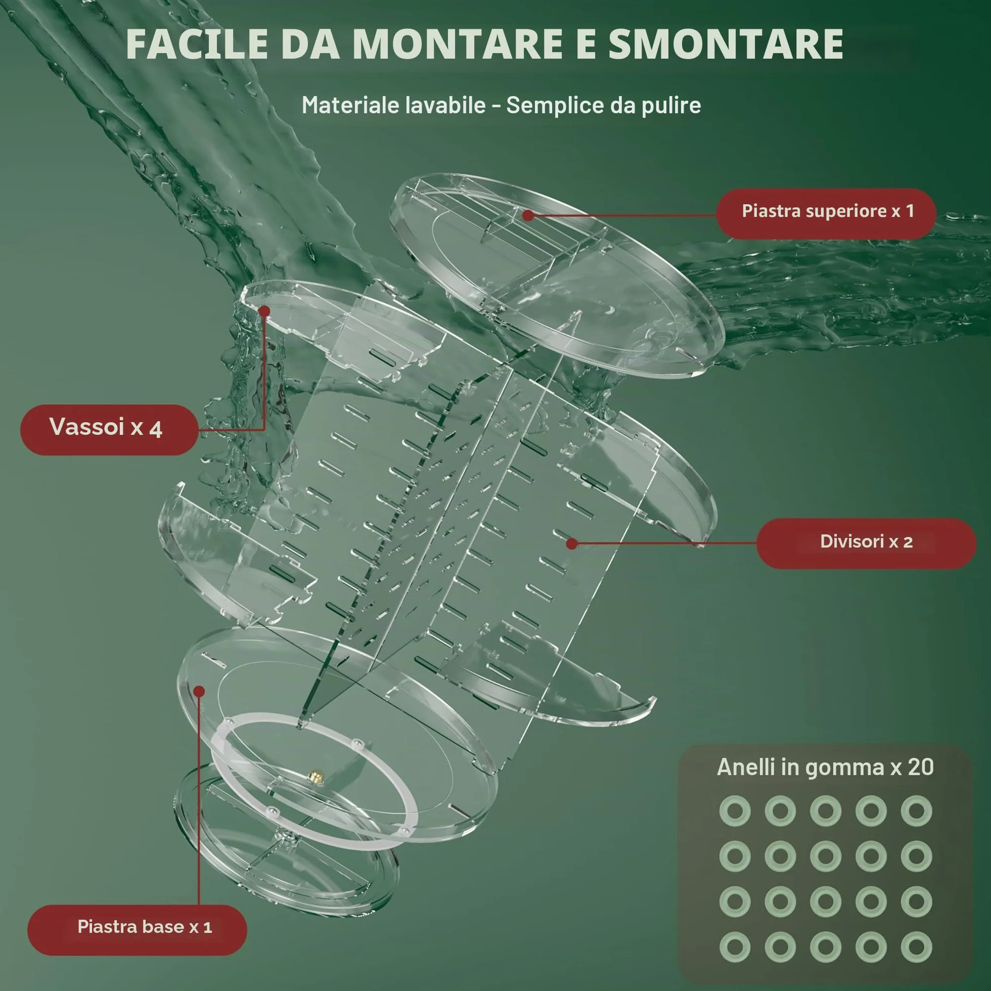 Auxmir Porta Trucchi Rotante 360° Organizer Multifunzione 9 Ripiani Regolabili Grande Capacità Trasparente