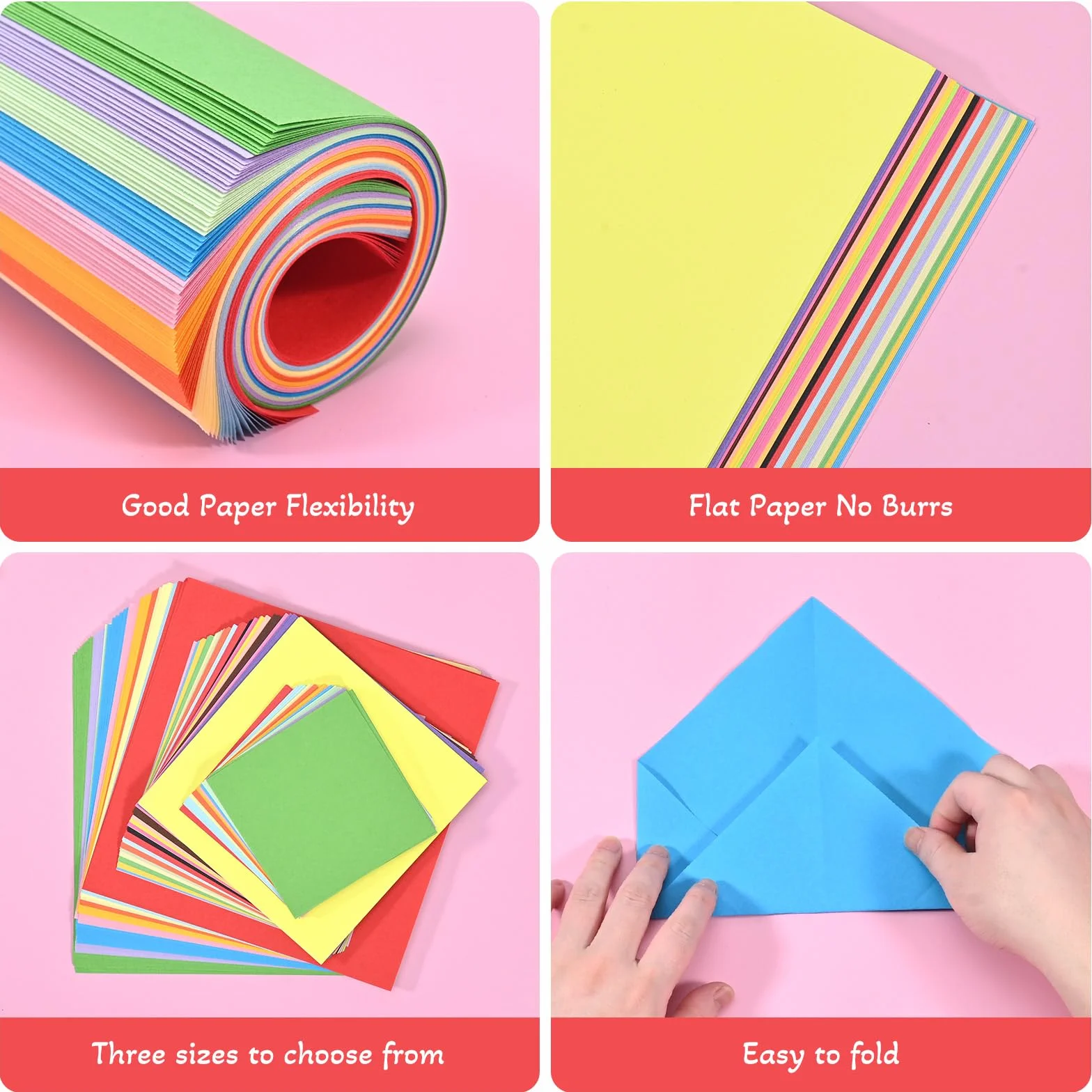 Carta Origami 600 fogli 20 colori 20x20 cm 15x15 cm 10x10 cm Double Face Set Fai da Te