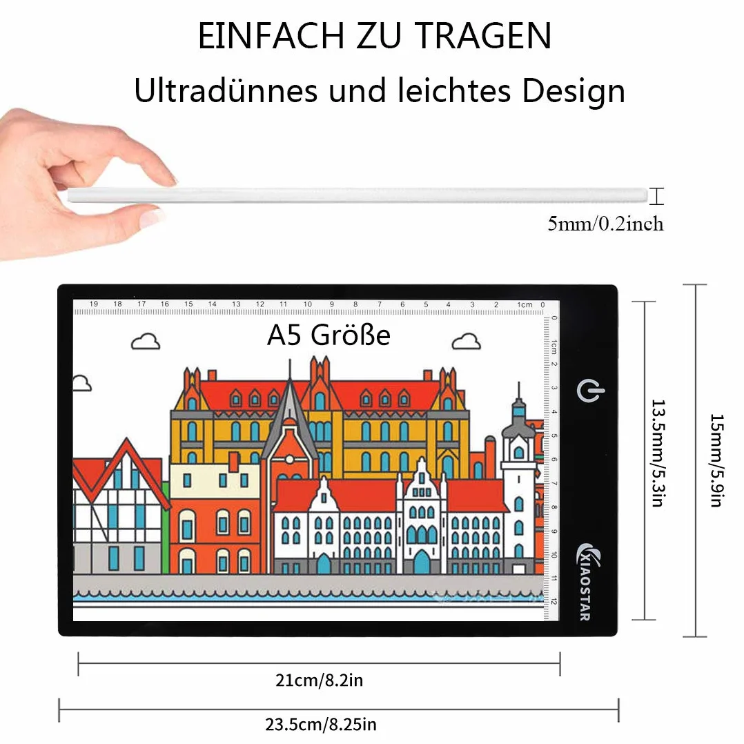A5 LED Light Table Pad Light Pad LED Drawing Pad Luminosità regolabile Light Box Copy Board con cavo USB per artisti che disegnano Animazione Tappetino luminoso per pittura con diamanti