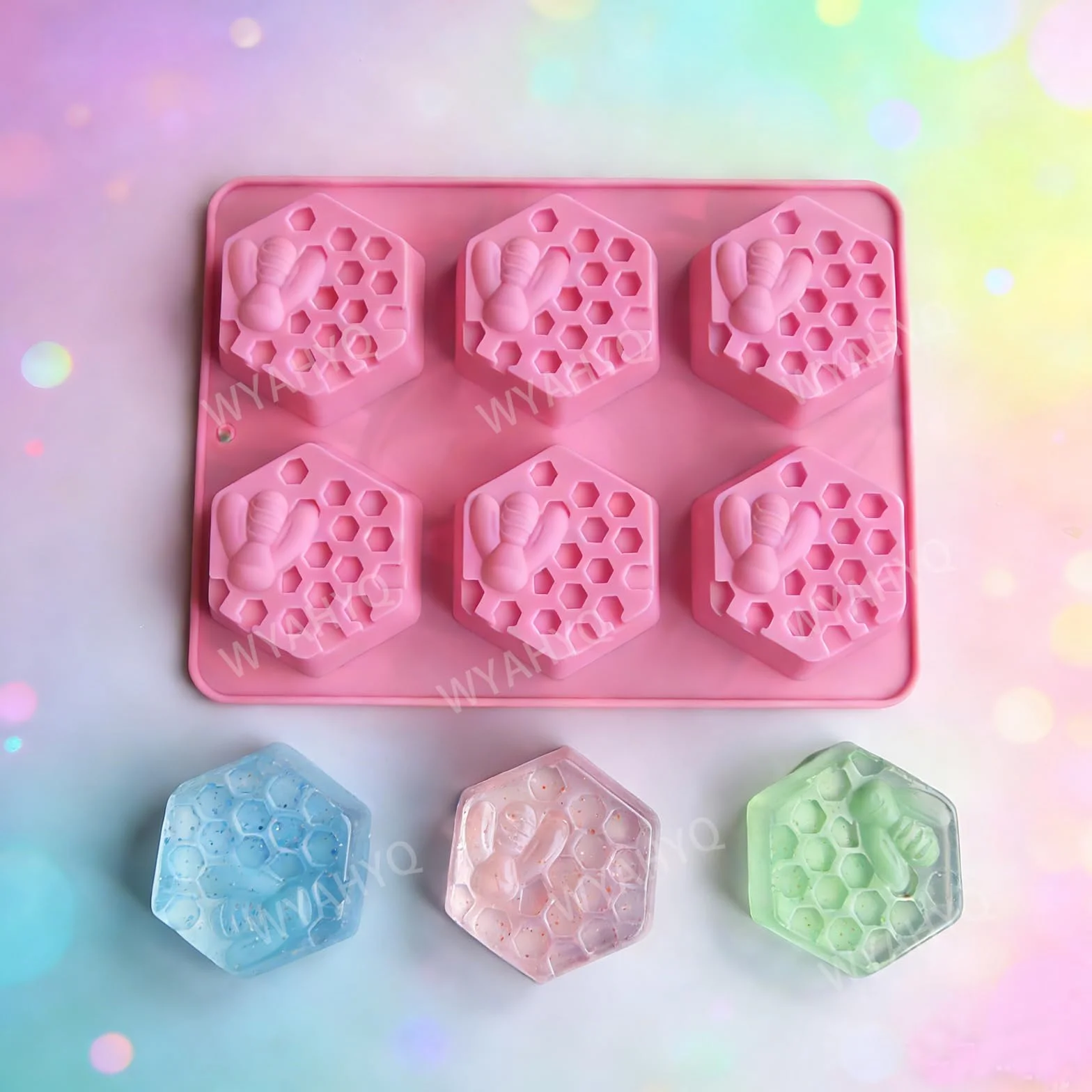 2Pezzi Stampo in silicone per sapone Stampi per sapone a forma di nido d'ape Losanga ovale da 6 pezzi