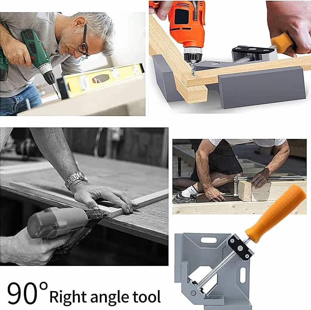 4 Pezzi Morsetti da Falegname a 90 Gradi, Morsetti Angolari per Legno, Morsetto Angolare a 90 Gradi, Manico Singolo Regolabile, per Lavorazione del Legno, Saldatura