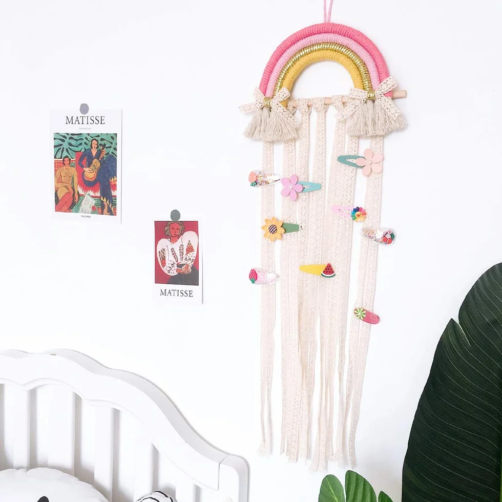 Organizzatore di arco per Capelli Decorazione Arcobaleno Parete Clip Appendiabiti Casa (Rosa)