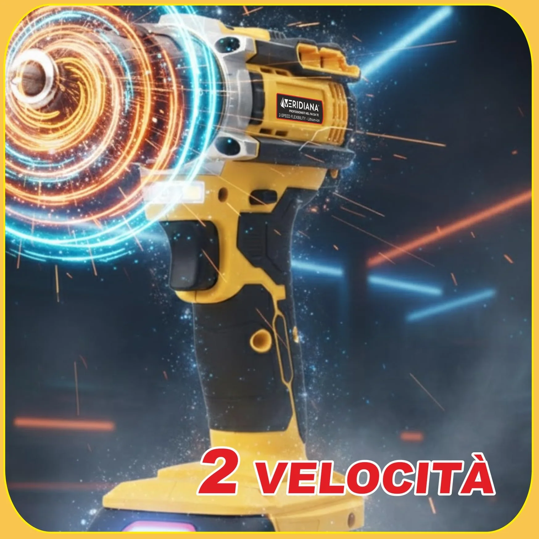 Meridiana - Set Trapano Avvitatore a Batteria, 21V Trapano a Percussione, con 2 Batterie, Bussole, Inserti Torx,2 Velocità, LED Luce e Prolunga Flessibile per Montaggio, Riparazioni e Manutenzione.