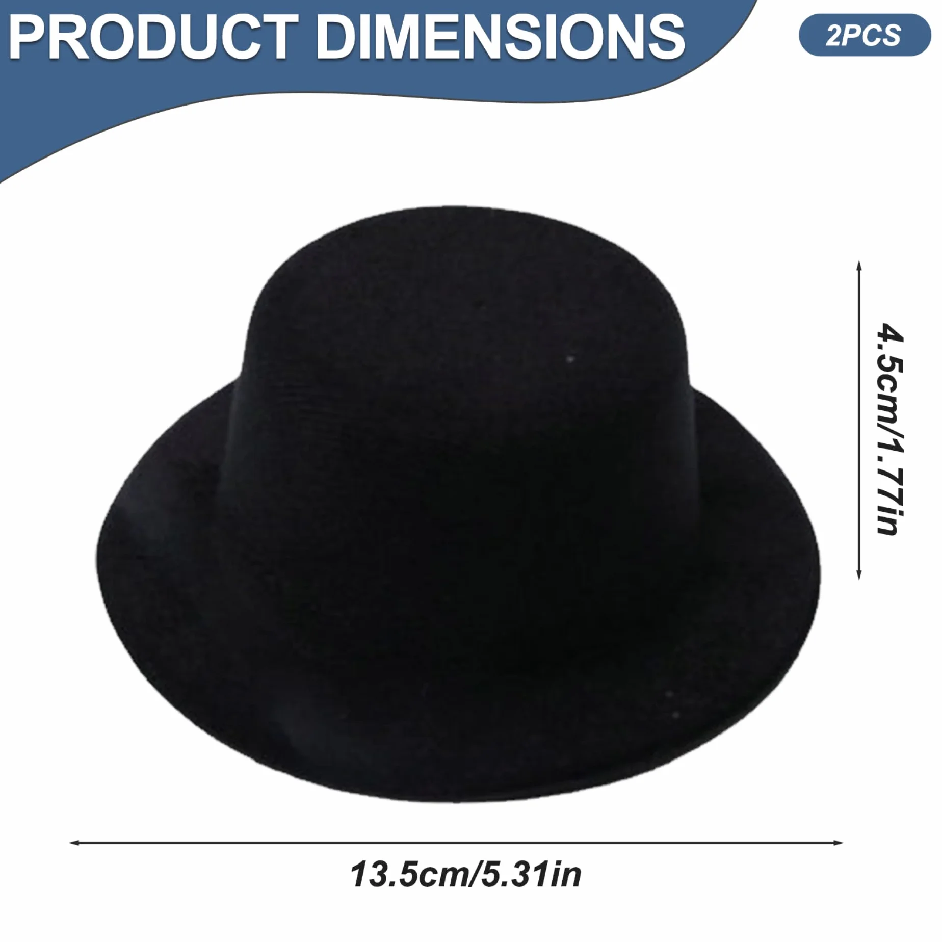 Mini cappello a cilindro 2 pezzi 5x2 pollici piccolo cappello a cilindro nero in peluche piccolo mini cappelli fai da te per artigianato, cappelli per bambole, animali domestici, bottiglia di vino.