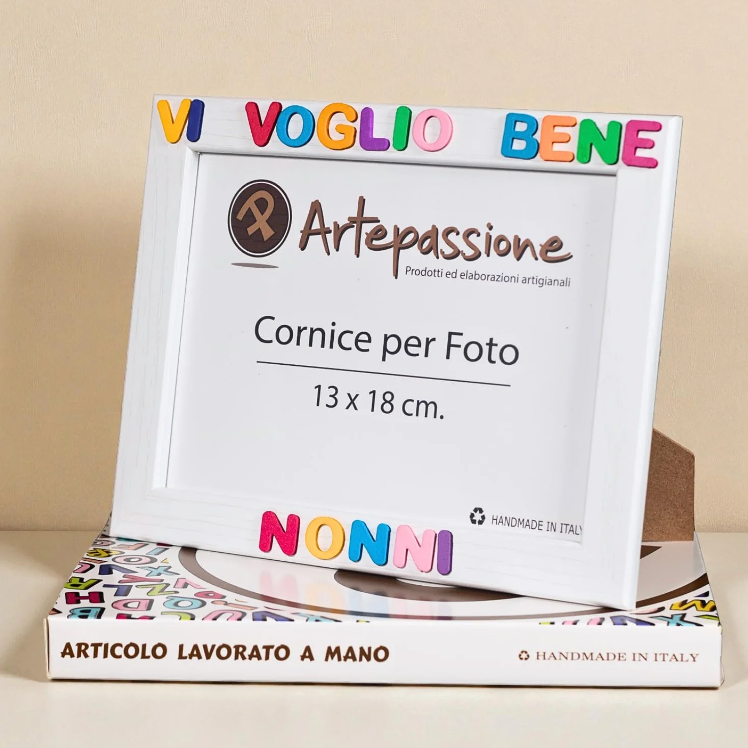 Regalo Nonni Cornice Foto 13x18 Bianca Legno Scritta Vi Voglio Bene Nonni Portafoto Appoggiare Appendere