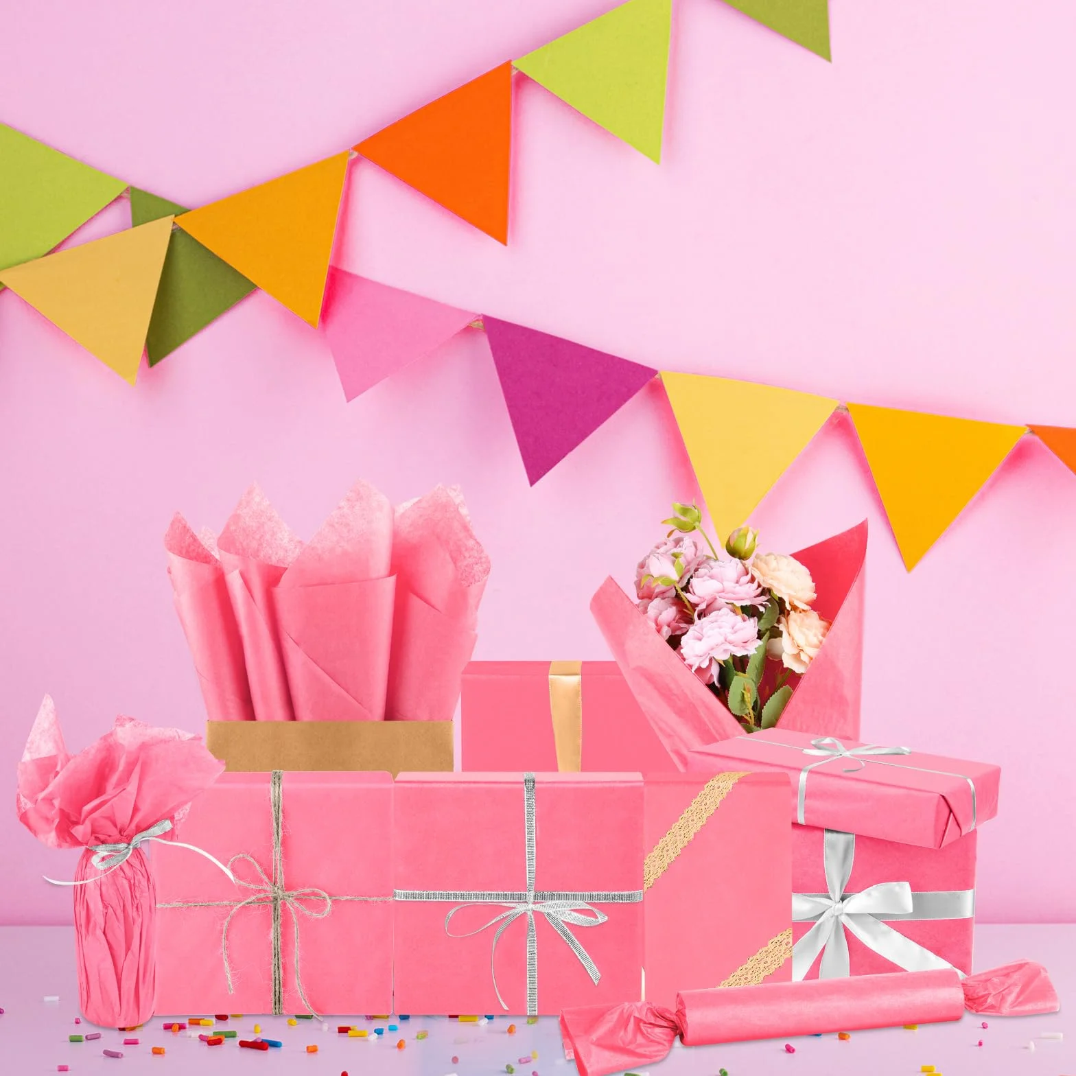 60 fogli di carta velina rosa multicolore per regalo sfusa 50 x 37 cm