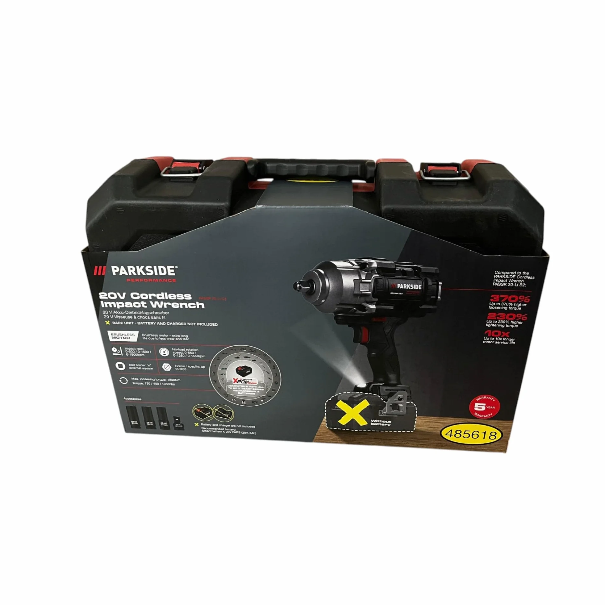 Parkside Avvitatore a Impulsi a Batteria PERFORMANCE PASSP 20 Li X20V 1898 Nm M33 1/2"
