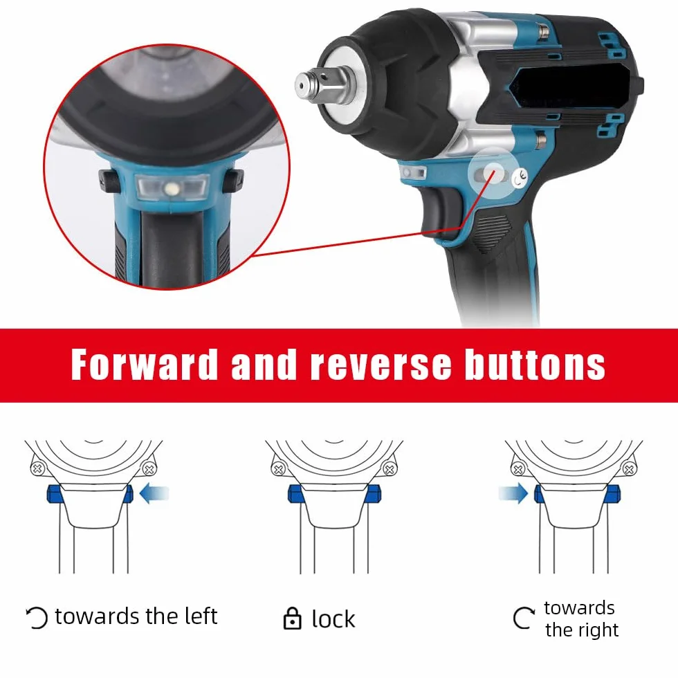 Makita 18V Avvitatore a percussione a batteria 1/2" 7200 rpm 5 velocità 1800N.M con luce LED