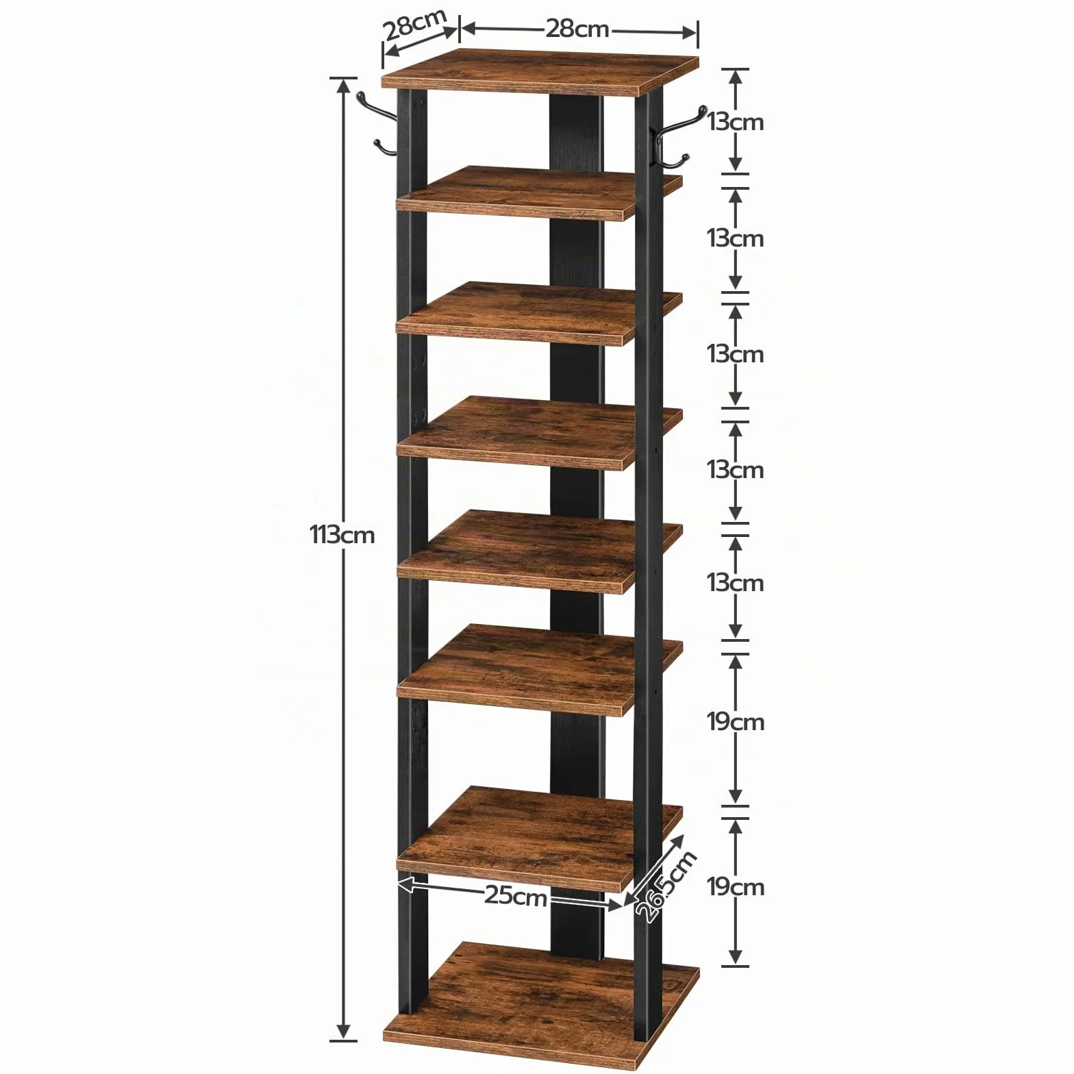 HOOBRO Scarpiera a 8 Livelli, Scaffale Portascarpe Stretta con 2 Ganci, Scaffale Portaoggetti, Stabile, fino a 8-10 paia, per Ingresso, Soggiorno, Camera da Letto EBF07XJ01G1