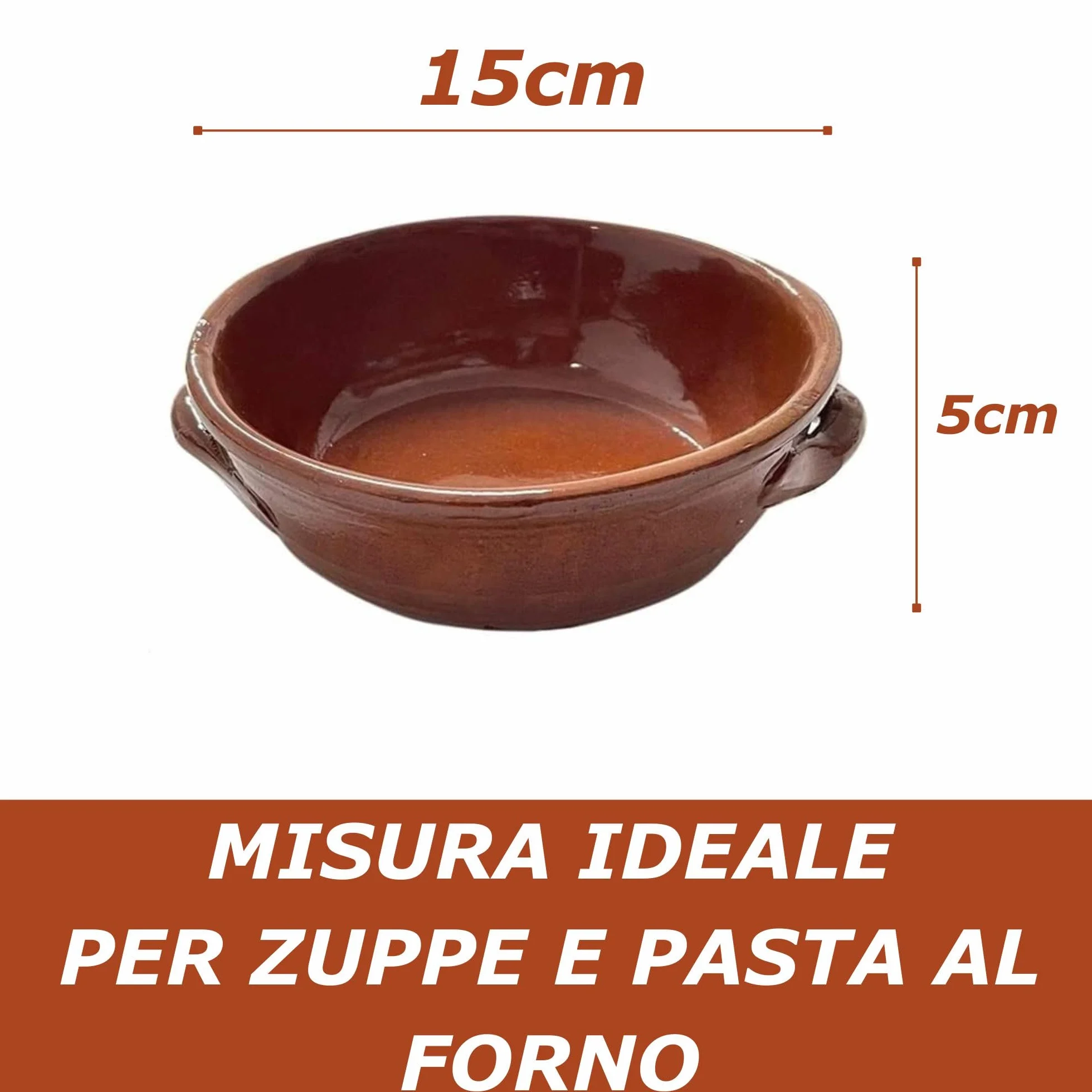 Set 6 Terracotta Terrine per Zuppe e Piatti Tradizionali Diametro 15cm Altezza 5cm Made in Italy