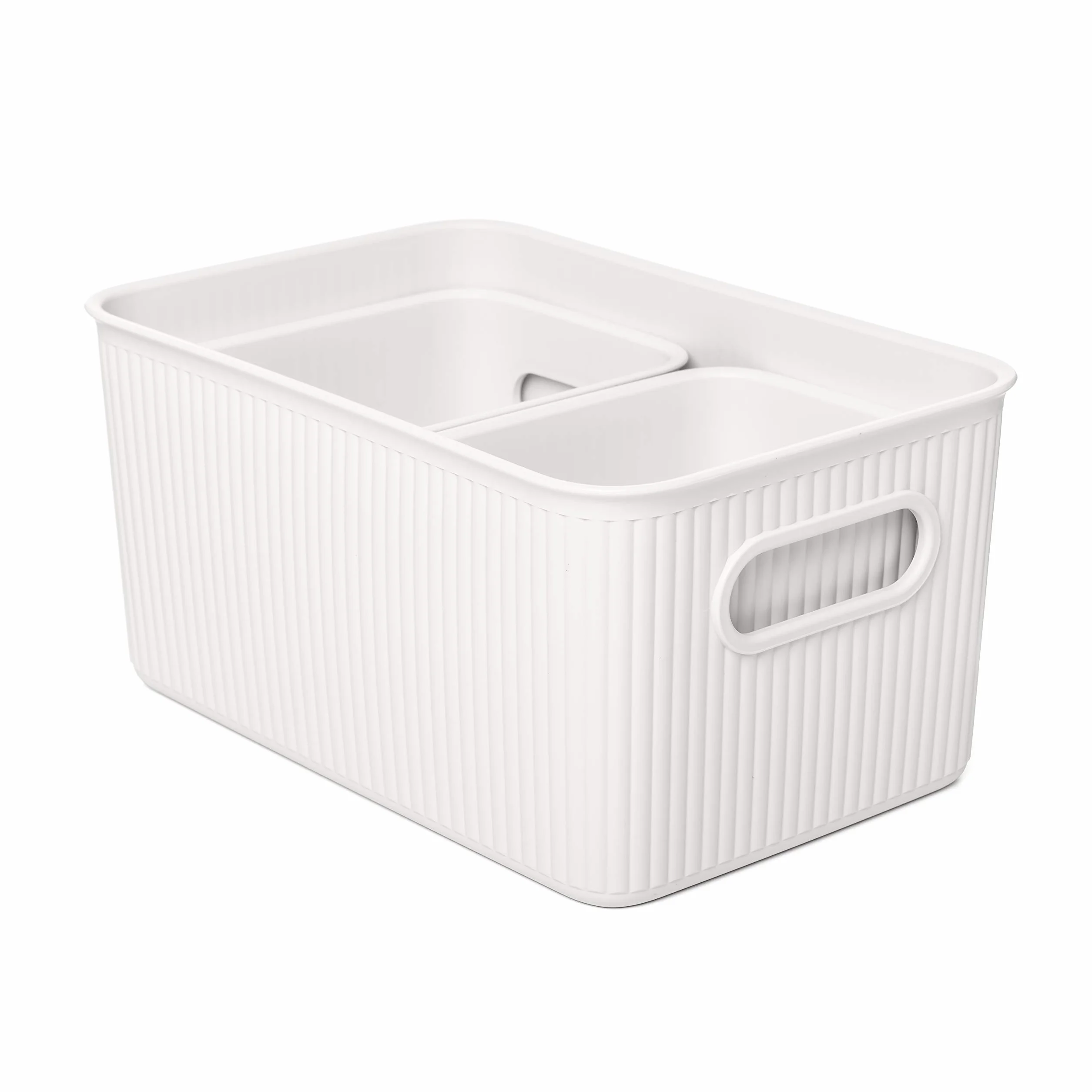TATAY Cestino Portaoggetti Plastica Baobab Set di 3 Scatole Organizzatrici 18,7 x 27,8 x 13,3 cm Bianco
