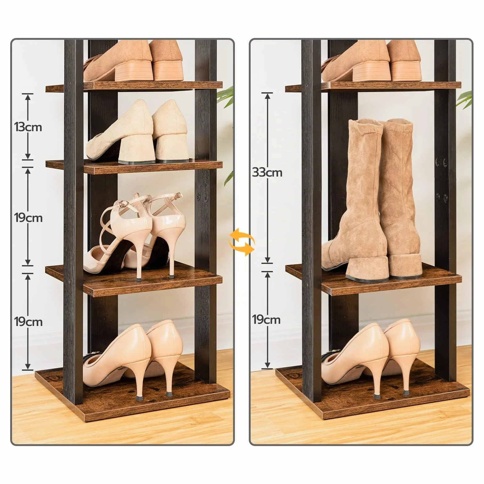 HOOBRO Scarpiera a 8 Livelli, Scaffale Portascarpe Stretta con 2 Ganci, Scaffale Portaoggetti, Stabile, fino a 8-10 paia, per Ingresso, Soggiorno, Camera da Letto EBF07XJ01G1