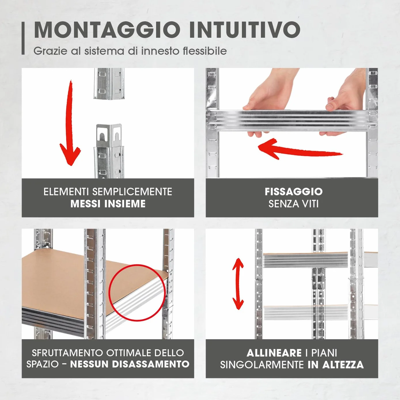 EASYmaxx Scaffale per carichi pesanti, 40 x 40 x 180 cm, portata 875 kg, 175 kg per livello, scaffale e banco da lavoro, scaffale per cantina, garage, sala hobby, officina, 13584