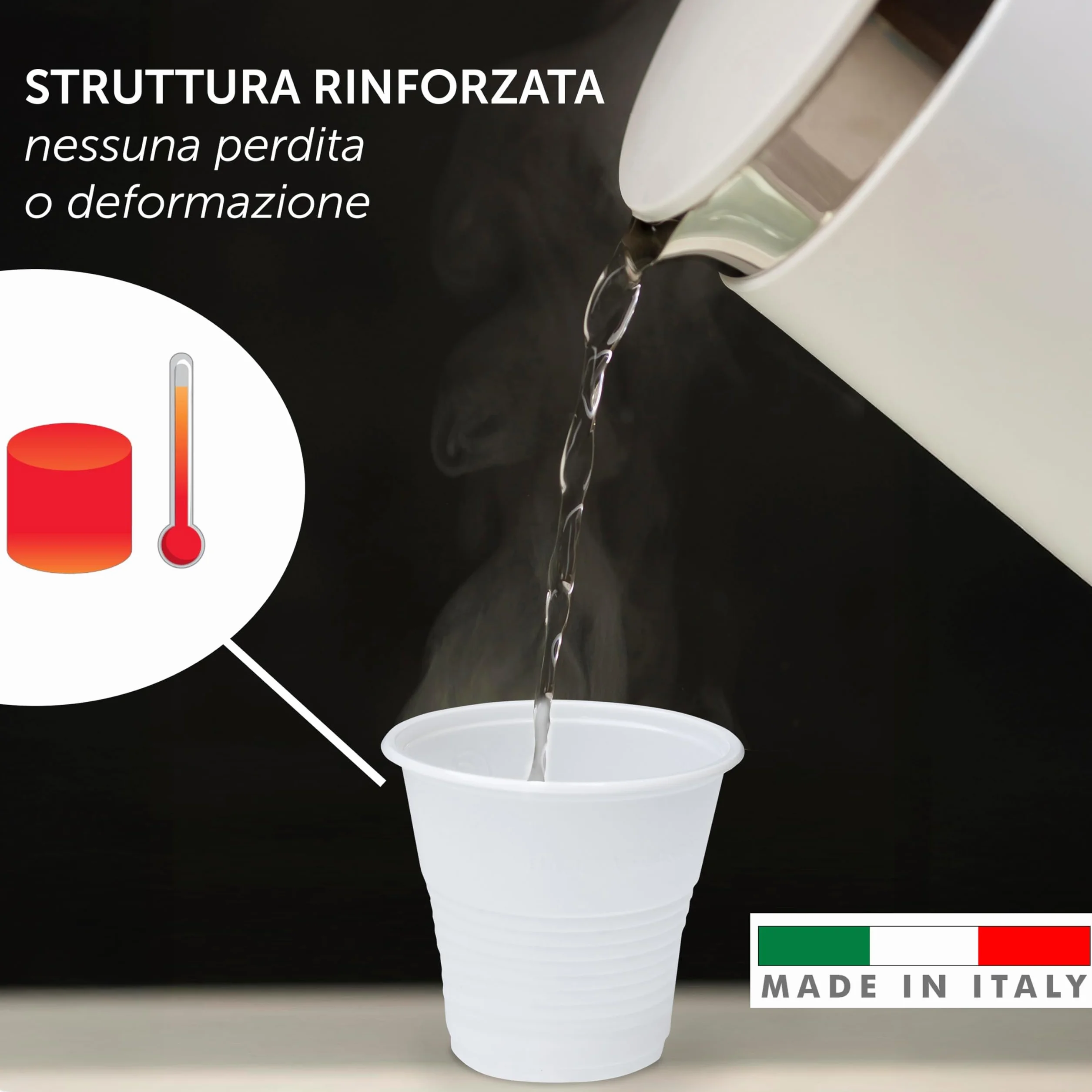 DETERMONDO 500 Bicchierini Caffè Plastica Monouso 80cc Tazzine Bianche Professionali per Espresso