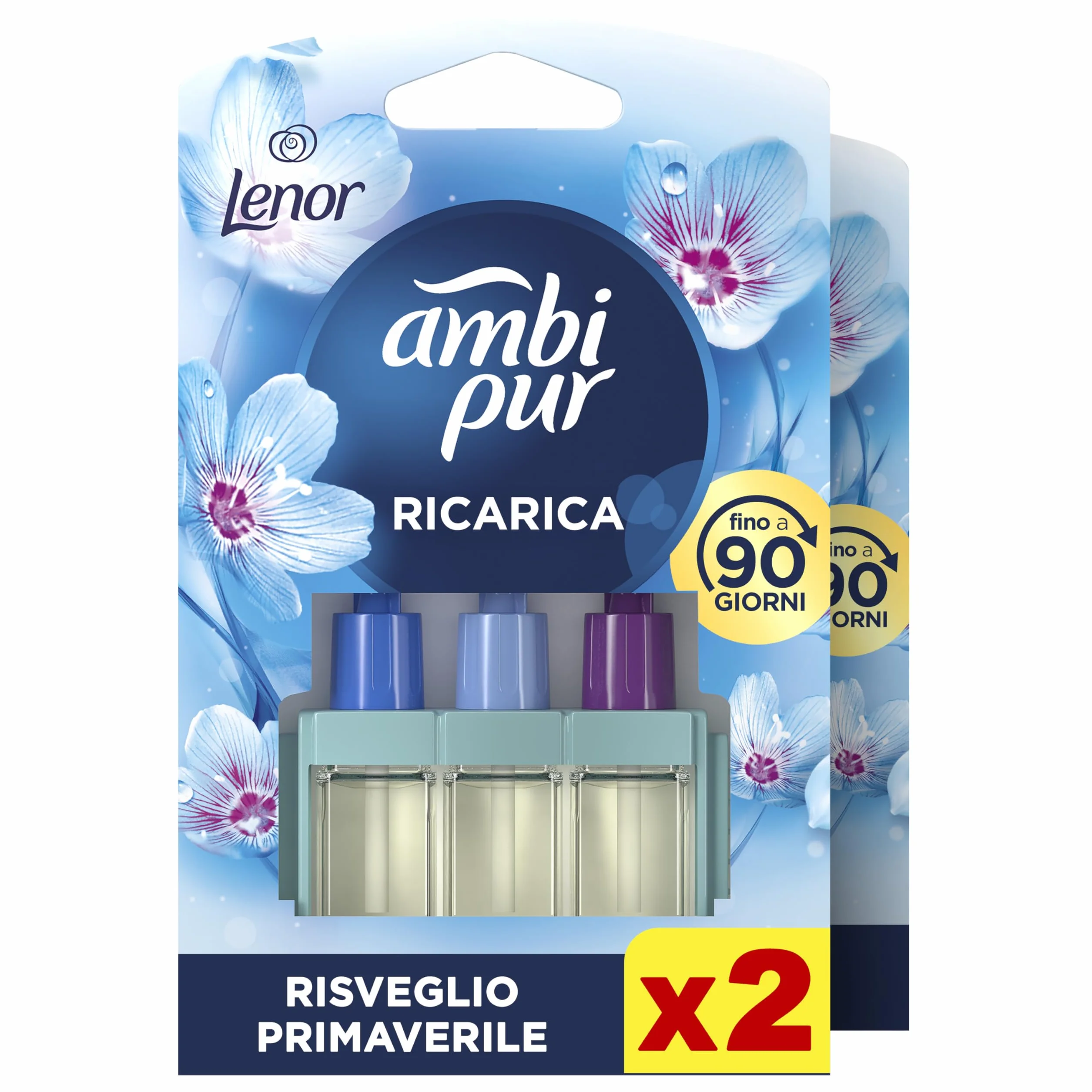 Ambi Pur 3Volution Profumatore per Ambienti, 2 Ricariche per Diffusore Elettrico, Fragranza Lenor Risveglio Primaverile