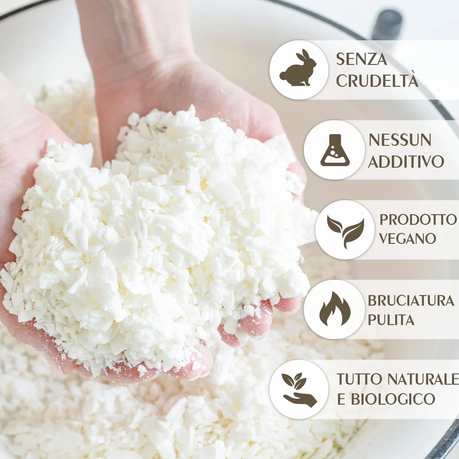 Cera di Soia per Candele 5kg, Cera Naturale Vegetale Fai da Te con Punto di Fusione Basso, Ideale per Creare Candele Fatte in Casa, 100% Naturale