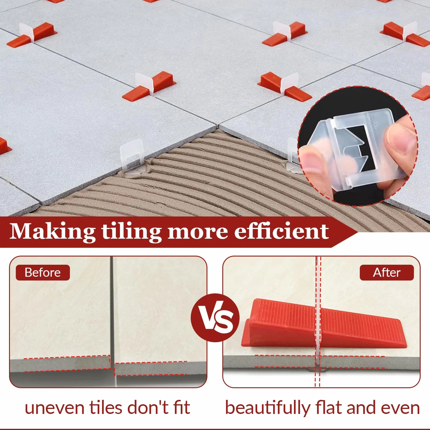 700 Pezzi Croisillon Tile Autolivellante Cuneo Piastrella Croisillon con Base 1mm per Posa Riutilizzabile