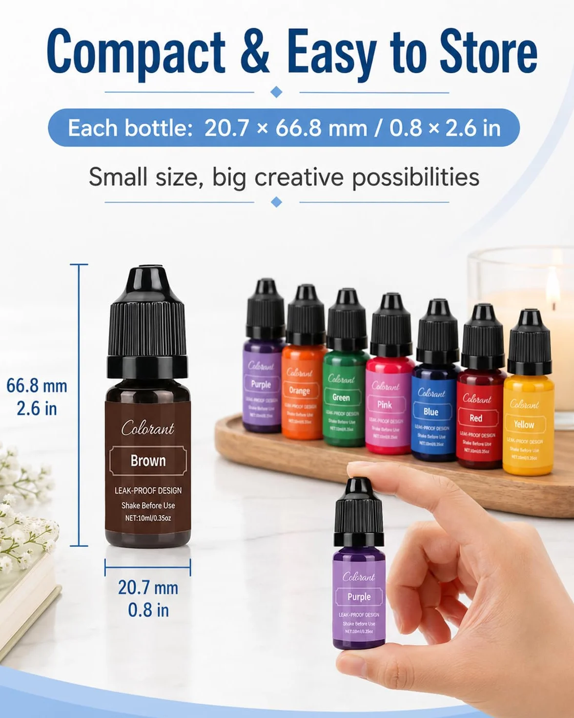 8 Colori Candele Coloranti, per Cera di Candela, Altamente Concentrato Coloranti per Cera per Candele Fai da Te, per la Colorazione della Candela (10ML)