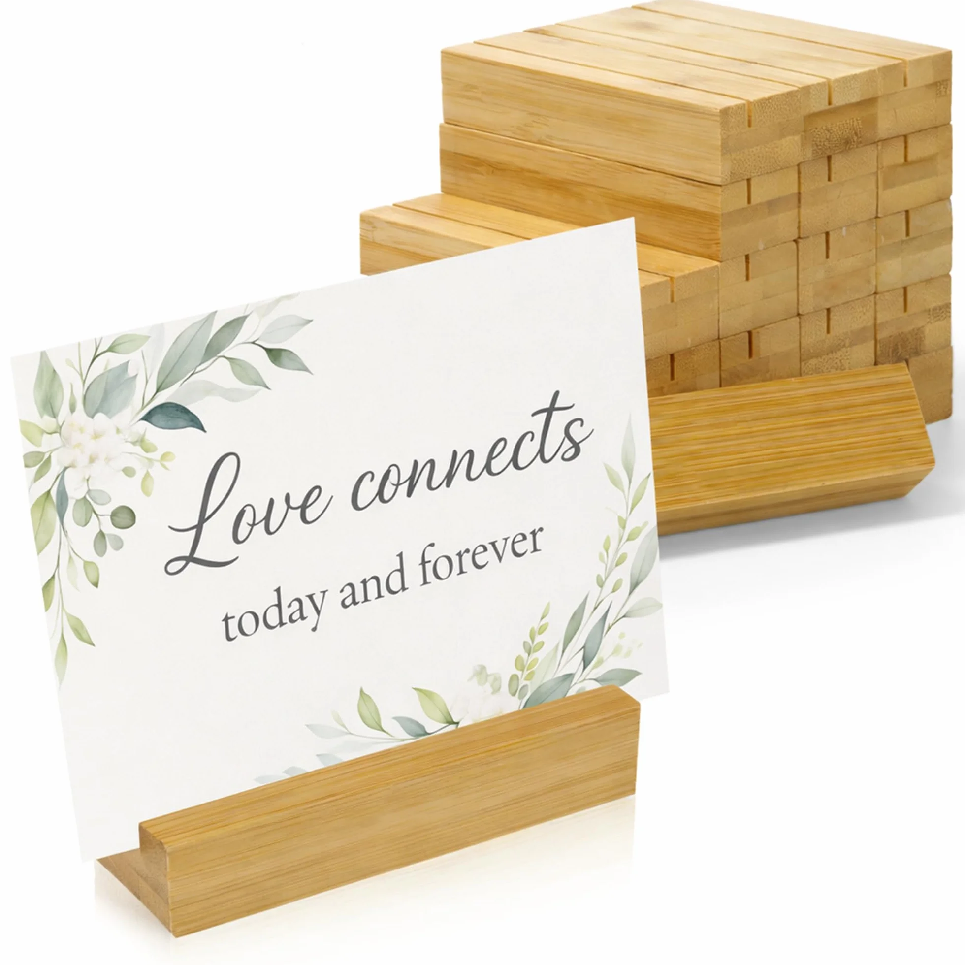 ECENCE 20 Pezzi Segnaposto Legno, Porta Carte Legno, Porta numeri da tavolo per matrimoni, Portacarte die Nome, Porta Foto, Porta menù per ristoranti, Compleanni e feste
