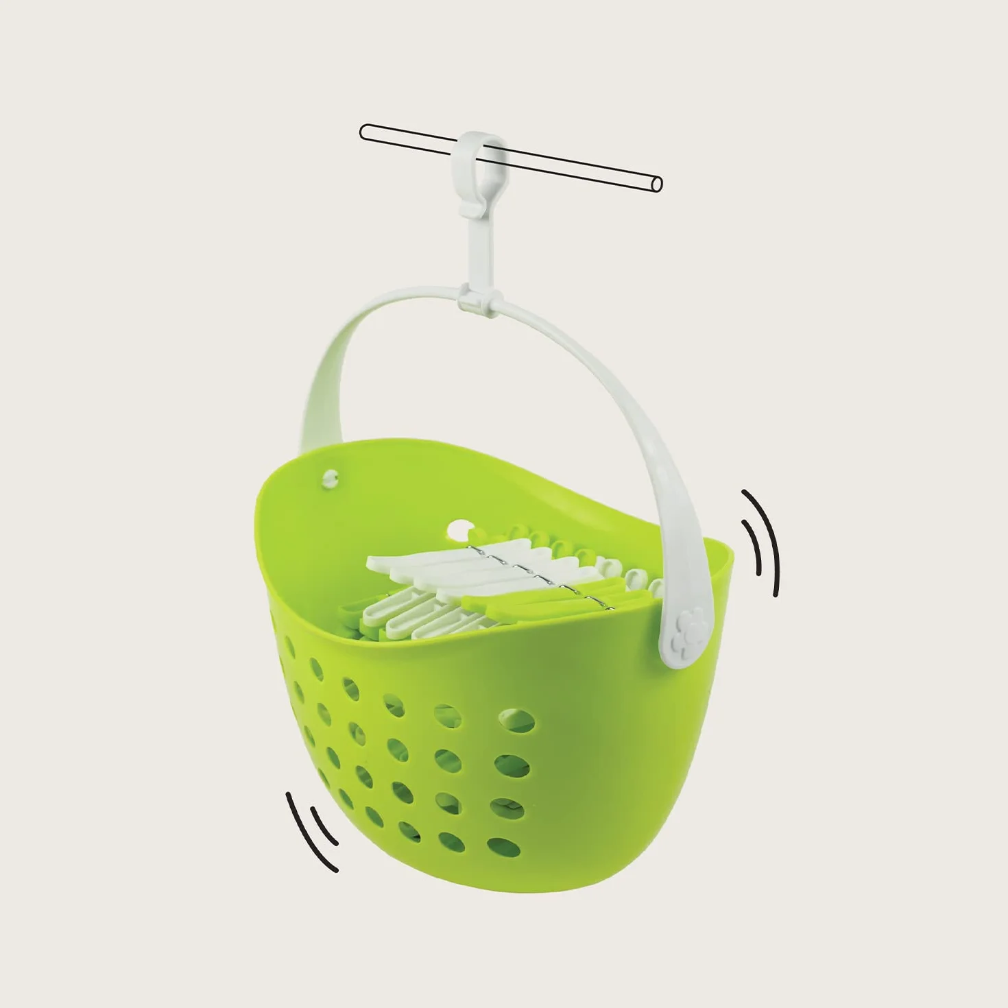LAGUELLE – Cesto con 48 pinze anti-scivolo, fabbricazione francese, cestello verde, pinze assortite (verde e bianco)