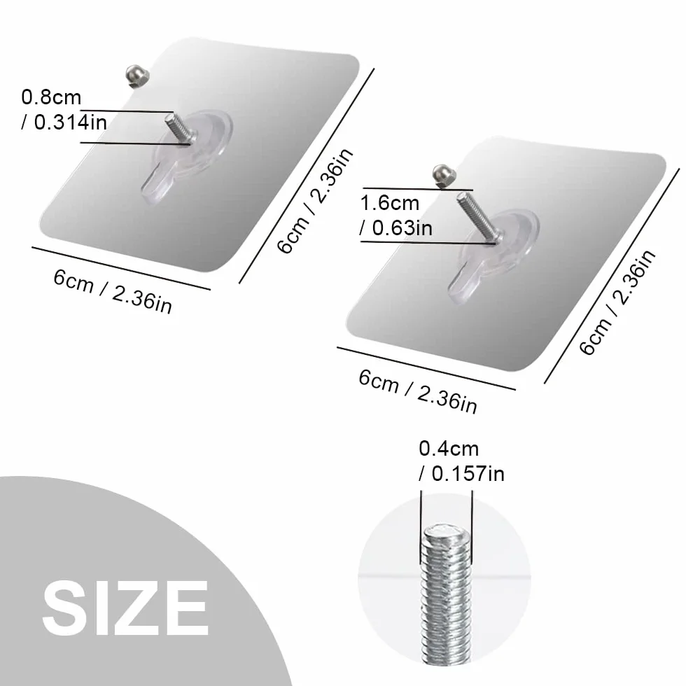 WYAN 16 Pezzi Ganci Adesivi Chiodoi,Antitraccia Gancio da Parete,Gancio Viti Autoadesive,Impermeabile(8Pcs 8mm+8Pcs 16mm asta a vite)