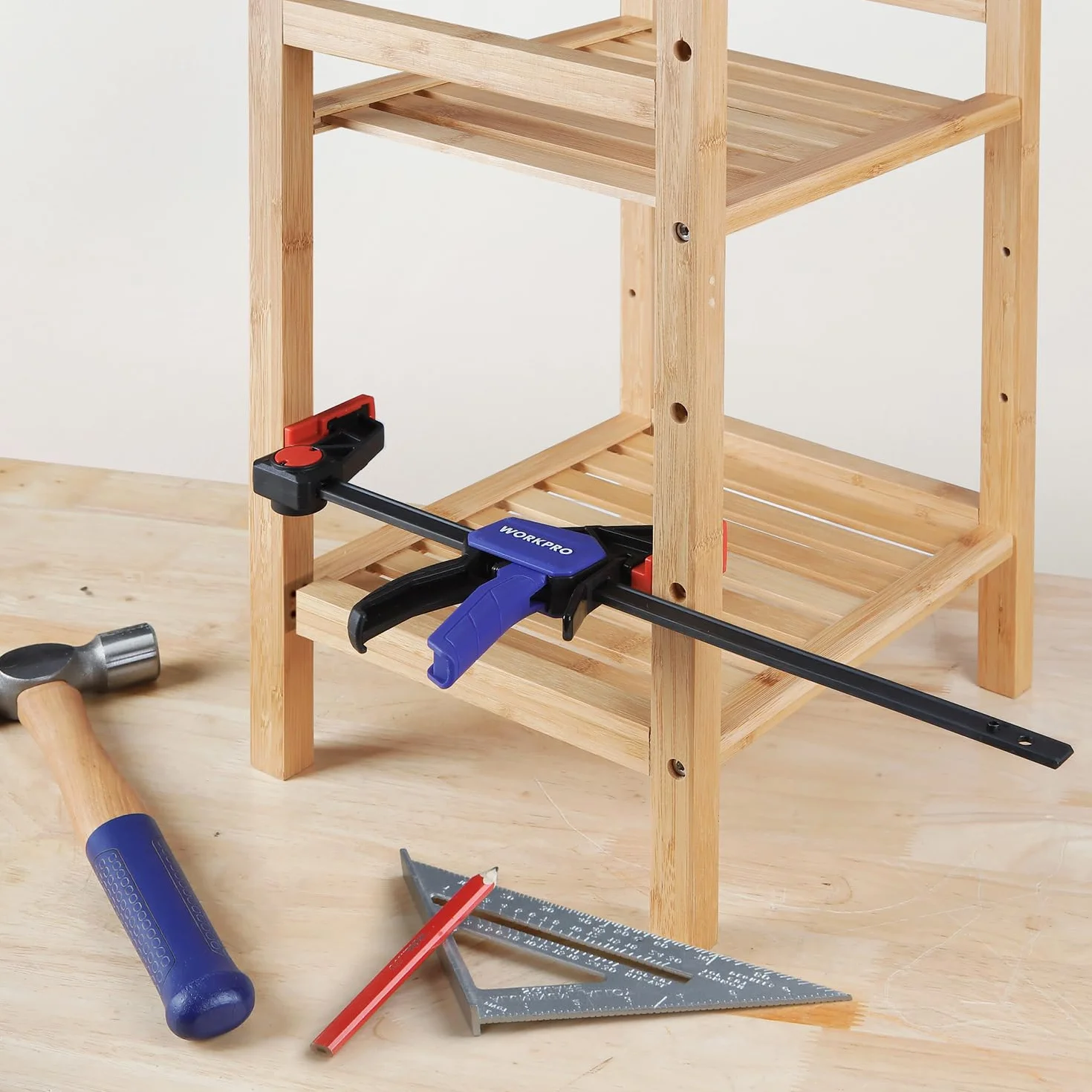 WORKPRO Morsetti da Falegname 2 Pezzi, Set di Morsetti per Legno a sgancio rapido da 305 mm per il Serraggio e l'allungamento, Morsetti a barra Serraggio 68 kg, Fissaggio del Legno con una Sola Mano