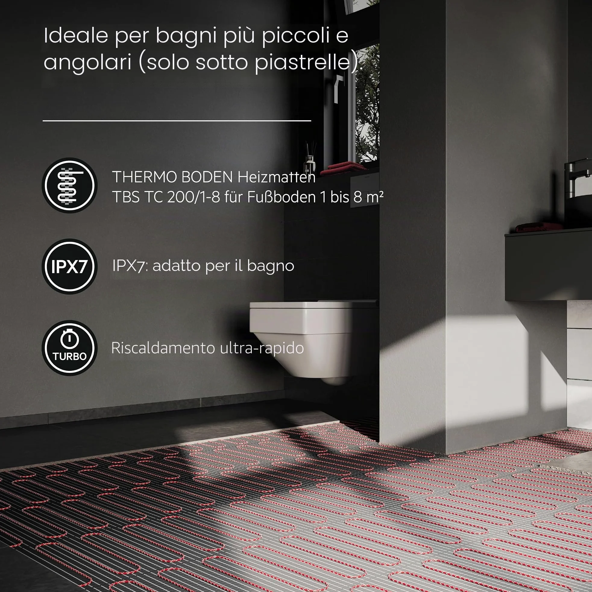 AEG Riscaldamento elettrico a pavimento, set completo 4 m², 200 W/m², piano termico Turbo TBS TC 200/4 Set Plus, 205821