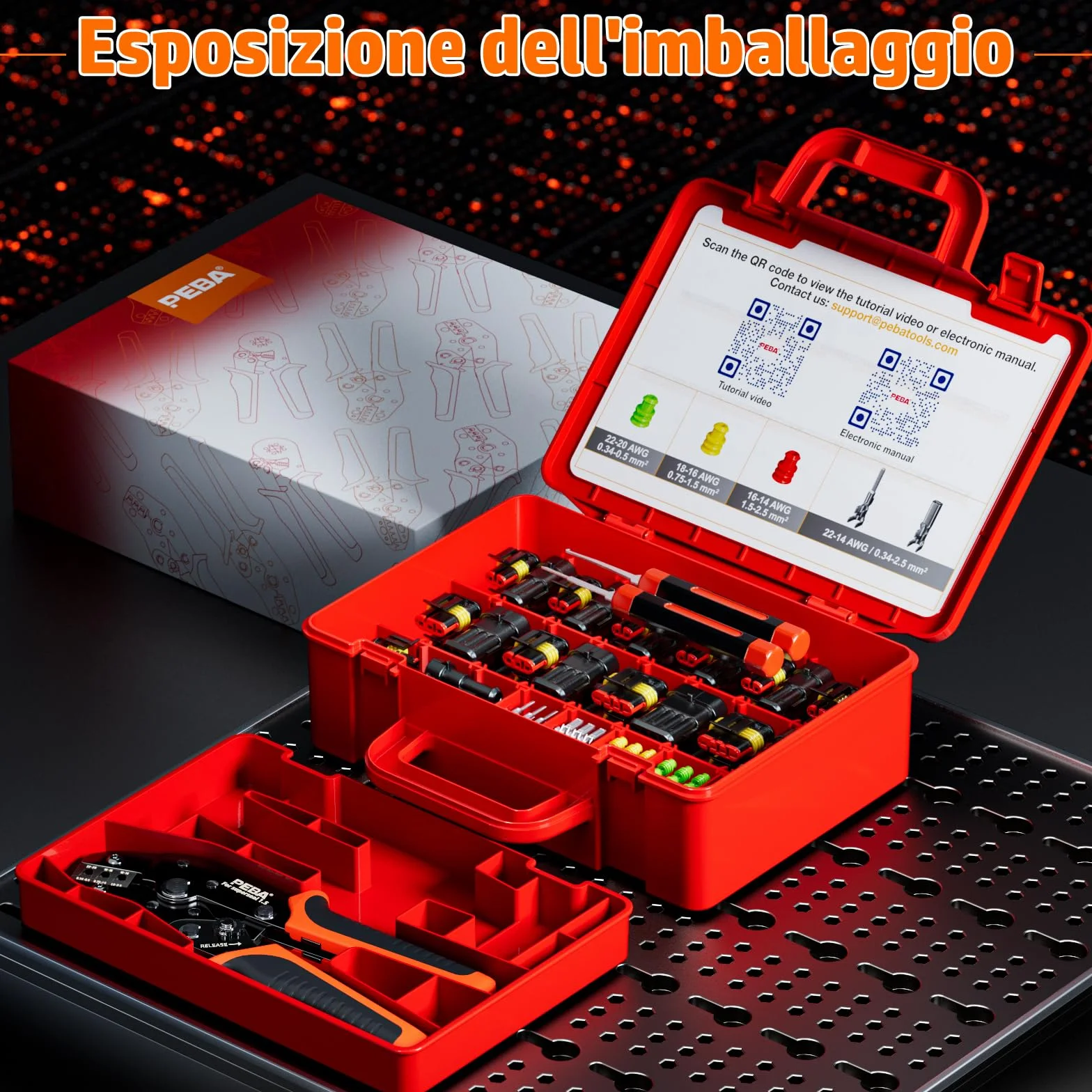 PEBA Connettori Elettrici Impermeabili per Auto, Kit di Connettori per Cavi Elettrici Automobilistici 1/2/3/4 pin Connettori Maschio e Femmina con Strumento di Crimpatura a Cricchetto, Estrazione Pin