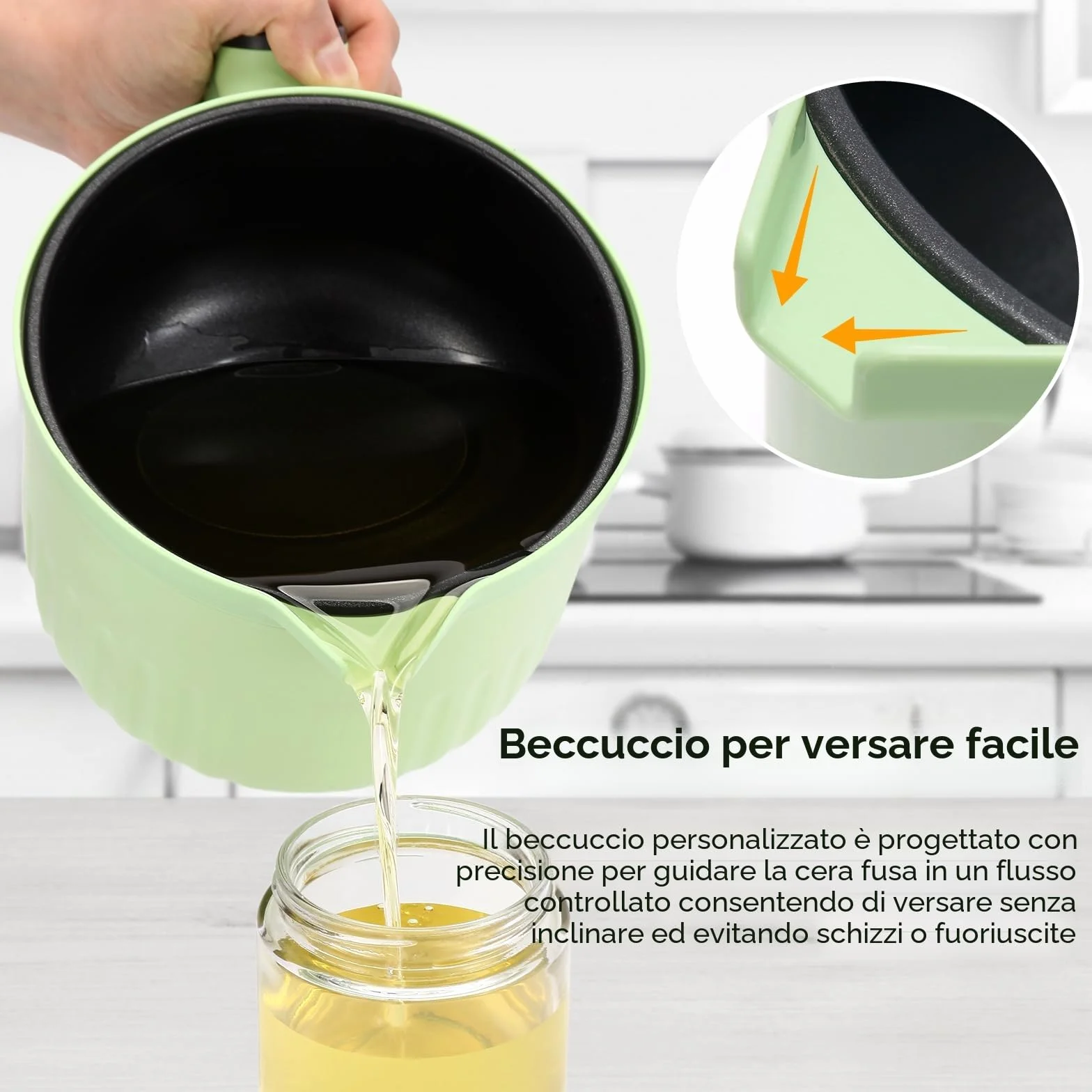 Bienslys Pentola sciogli cera elettrica 1,5 L con touchscreen digitale, rivestimento antiaderente e controllo preciso della temperatura – Ideale per candele, saponi, cera fusa e progetti fai-da-te.