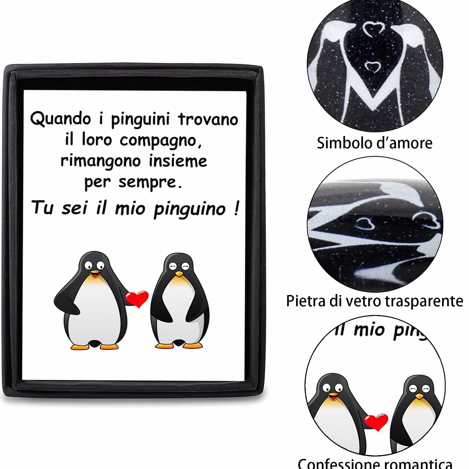 Pinguino Pietra Regali Coppia Anniversario Matrimonio San Valentino Compleanno Natale