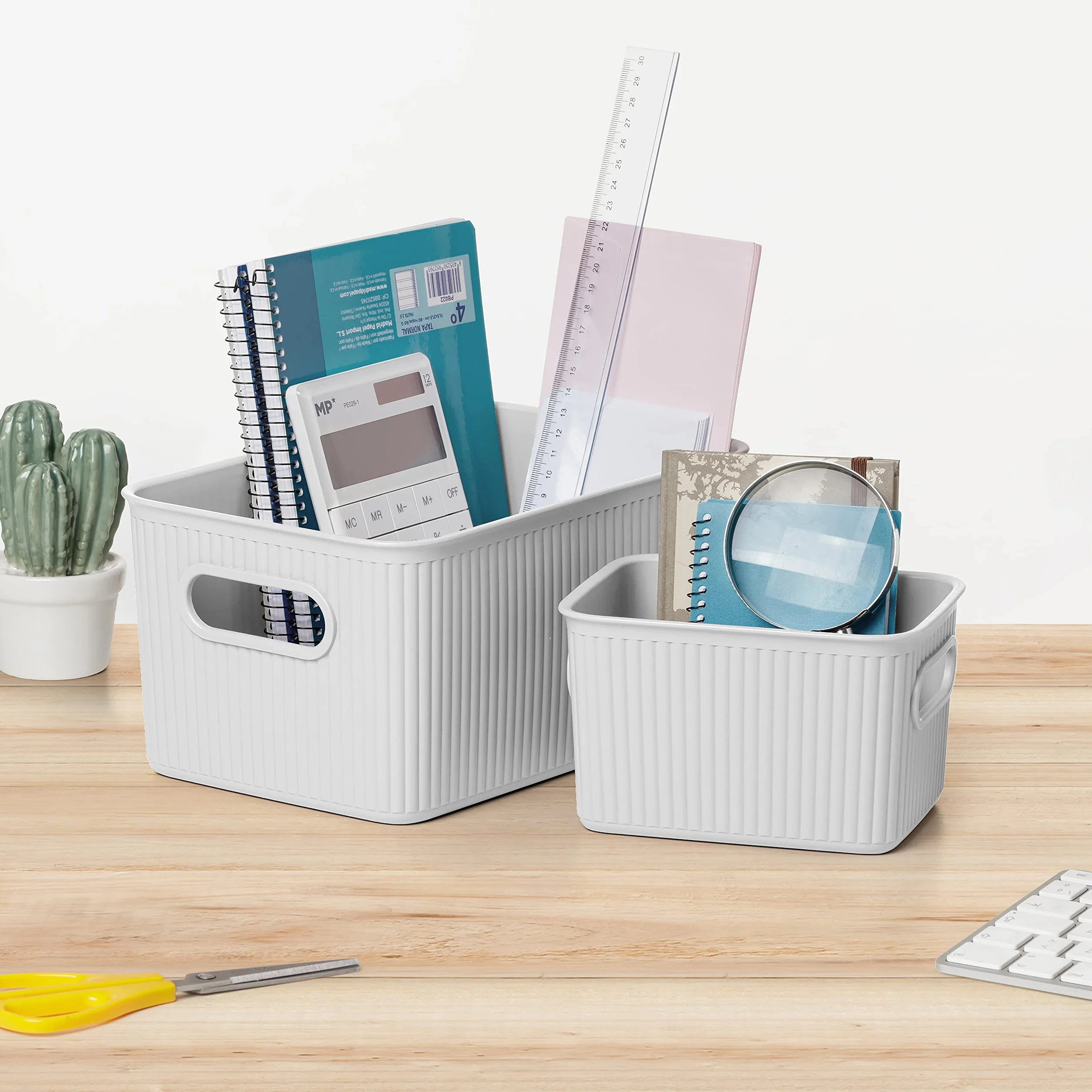 TATAY Cestino Portaoggetti Plastica Baobab Set di 3 Scatole Organizzatrici 18,7 x 27,8 x 13,3 cm Bianco