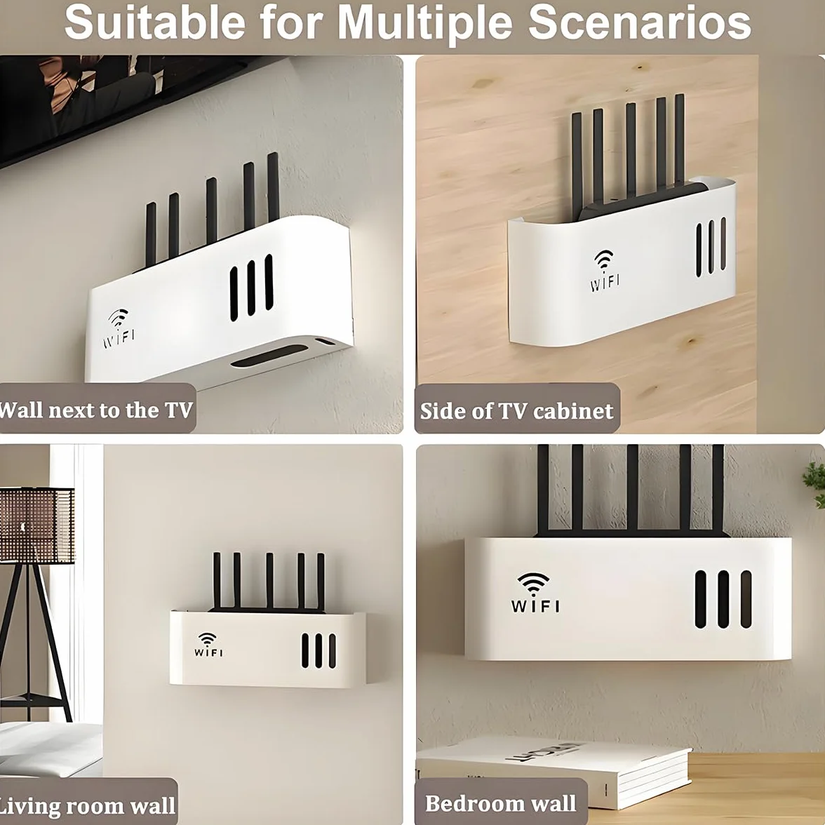 Porta Modem da Parete, Porta Modem, Mensola Modem WiFi da Muro per Nascondere Il Router e Mettere in Ordine i Suoi Cavi(White)