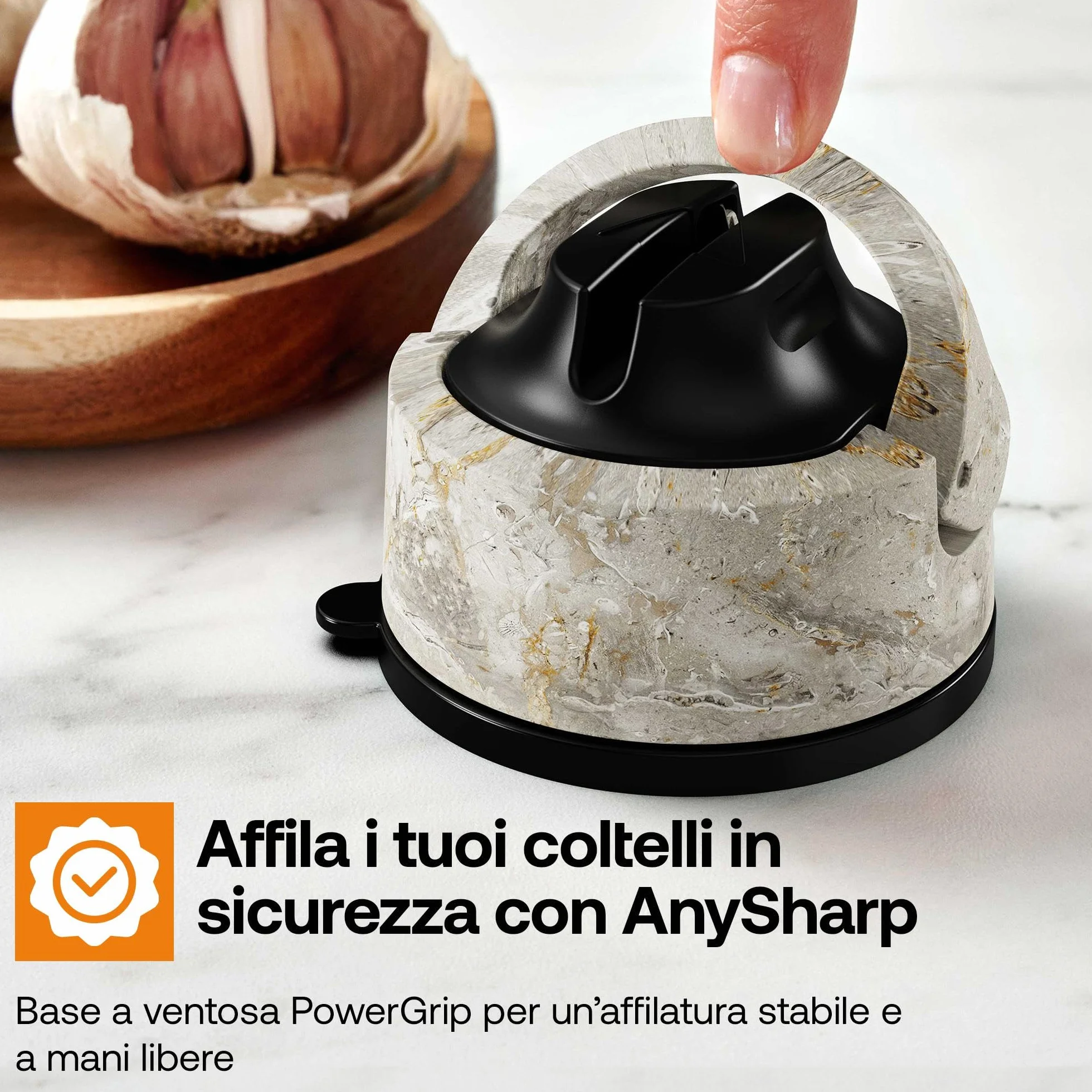 AnySharp Evo Affilacoltelli PowerGrip Suzione Acciaio Temperato Dentati