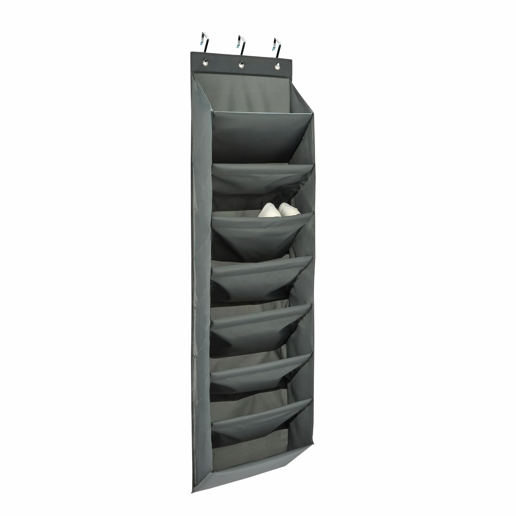Amazon Basics Organizer per scarpe da appendere alla porta, con 8 ripiani, grande, grigio antracite