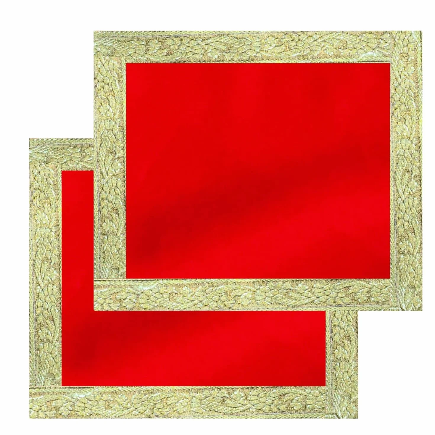 NAISHA Red Pooja Aasan Mat Set di 2 38,1 x 38,1 cm Velvet Puja Cloth Mandir Decorazioni