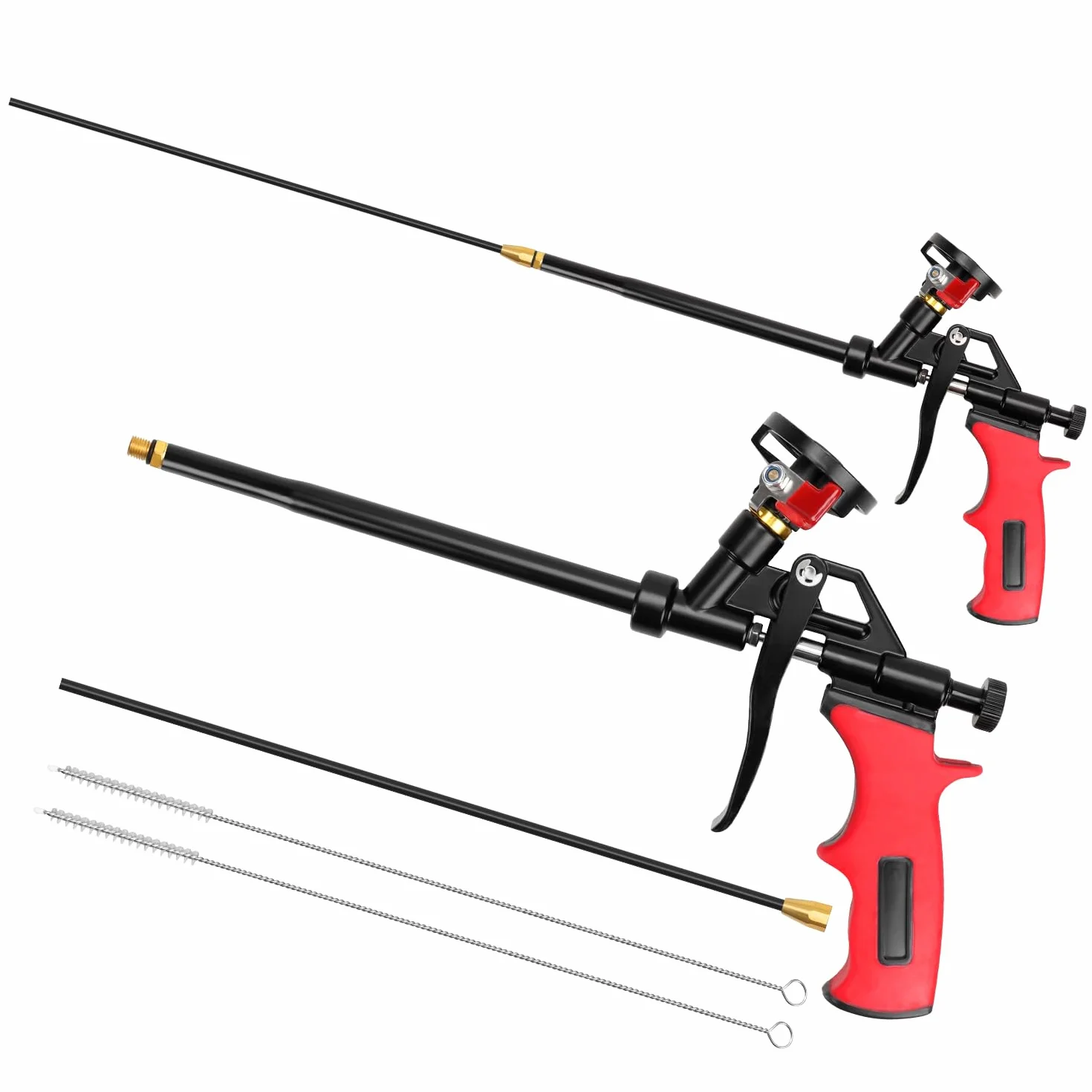 Pistola in schiuma PU, 2 pezzi, pistola per schiuma da costruzione, 63 cm, pistola a spruzzo avanzata in metallo, pistola dosatrice professionale con interruttore per sigillare, riempire e