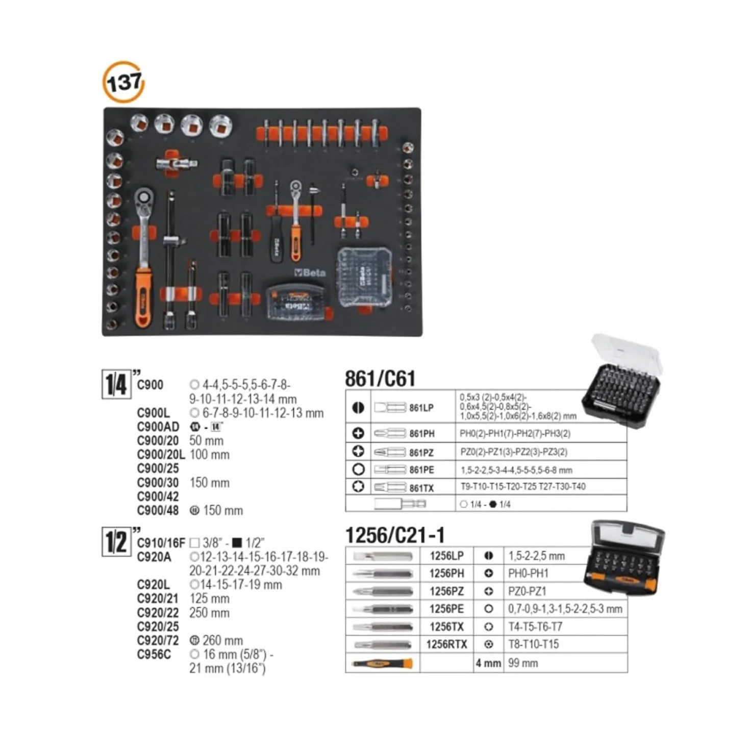 Beta C04BOX VU Cassettiera 6 cassetti assortimento 196 utensili