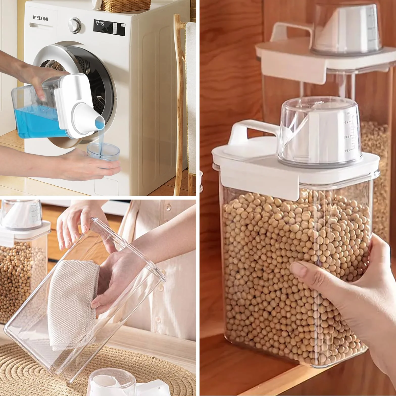 2 Pezzi 1800ML Dispenser Detersivo Lavatrice Ermetico Contenitori Detersivi Lavanderia