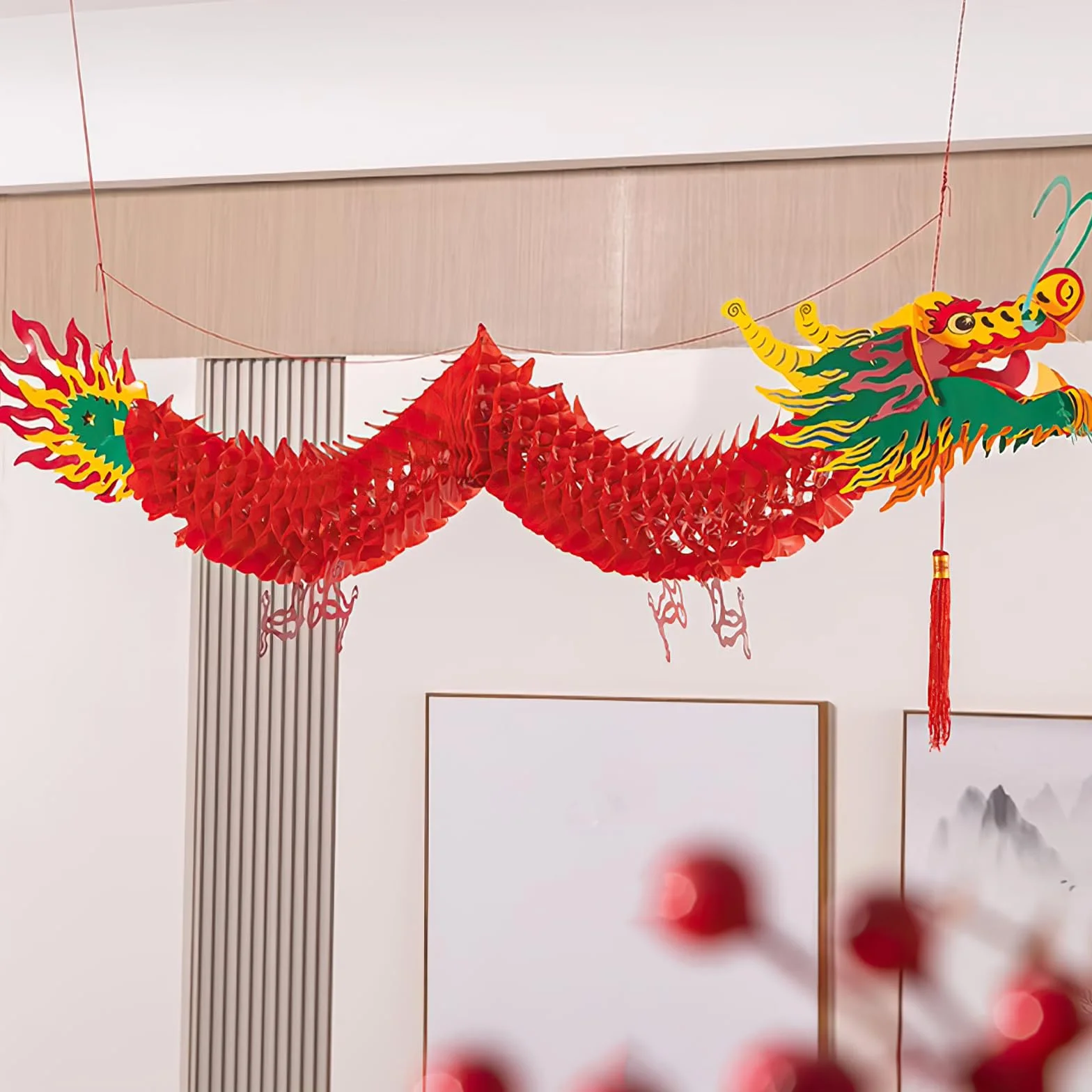 Lanterna cinese di Capodanno, ghirlanda drago decorazione appendere plastica per Capodanno cinese